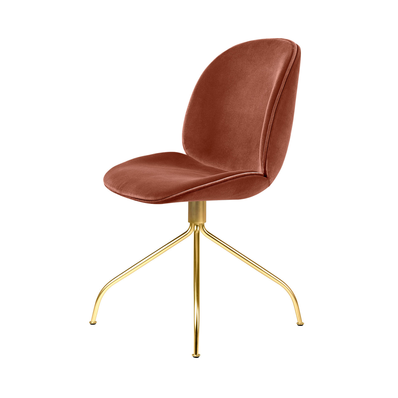 Beetle Meeting Chair: Swivel Base + Full Upholstery + Brass Semi Matt