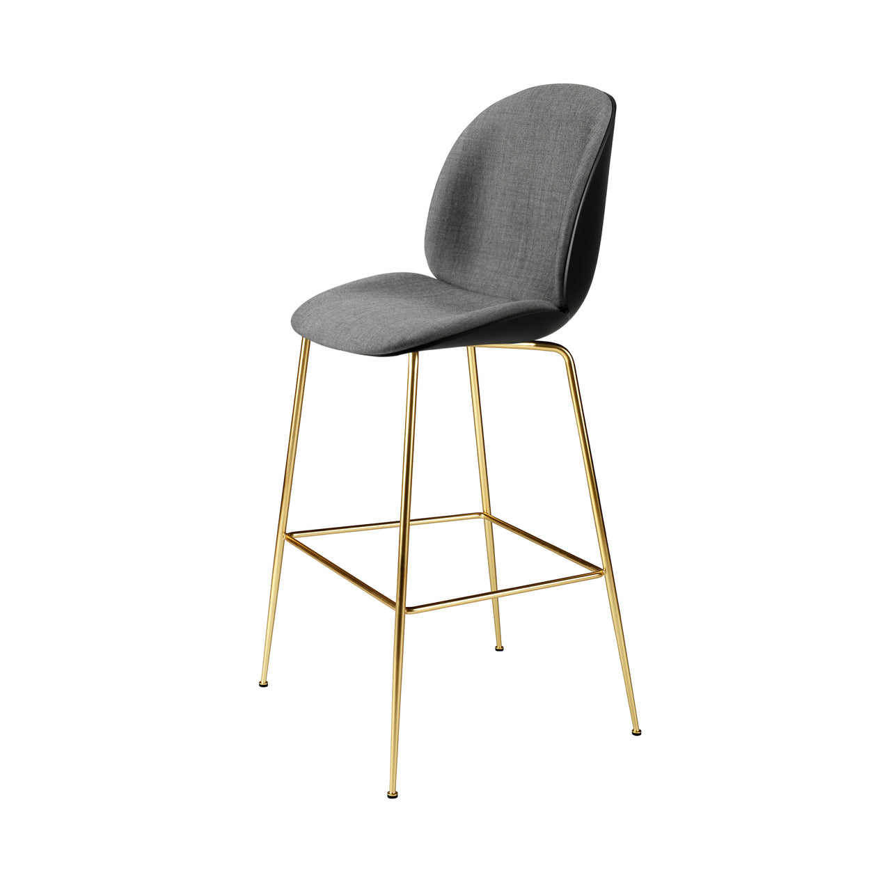 Beetle Bar Chair: Front Upholstered + Brass Semi Matt + Black