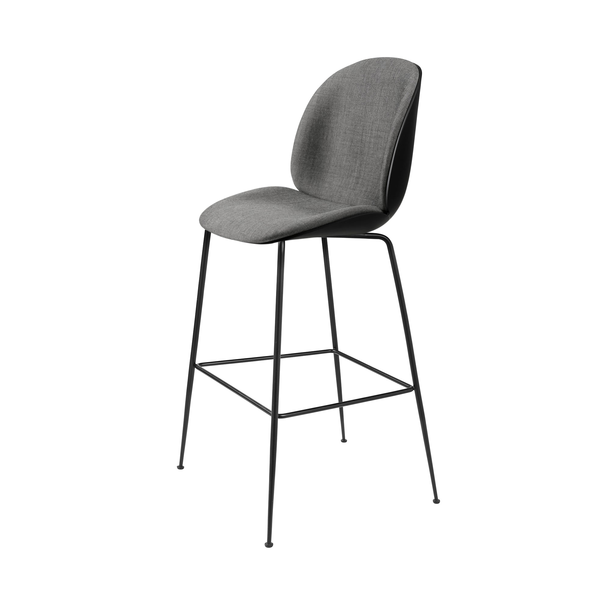 Beetle Bar Chair: Front Upholstered + Black Matt + Black