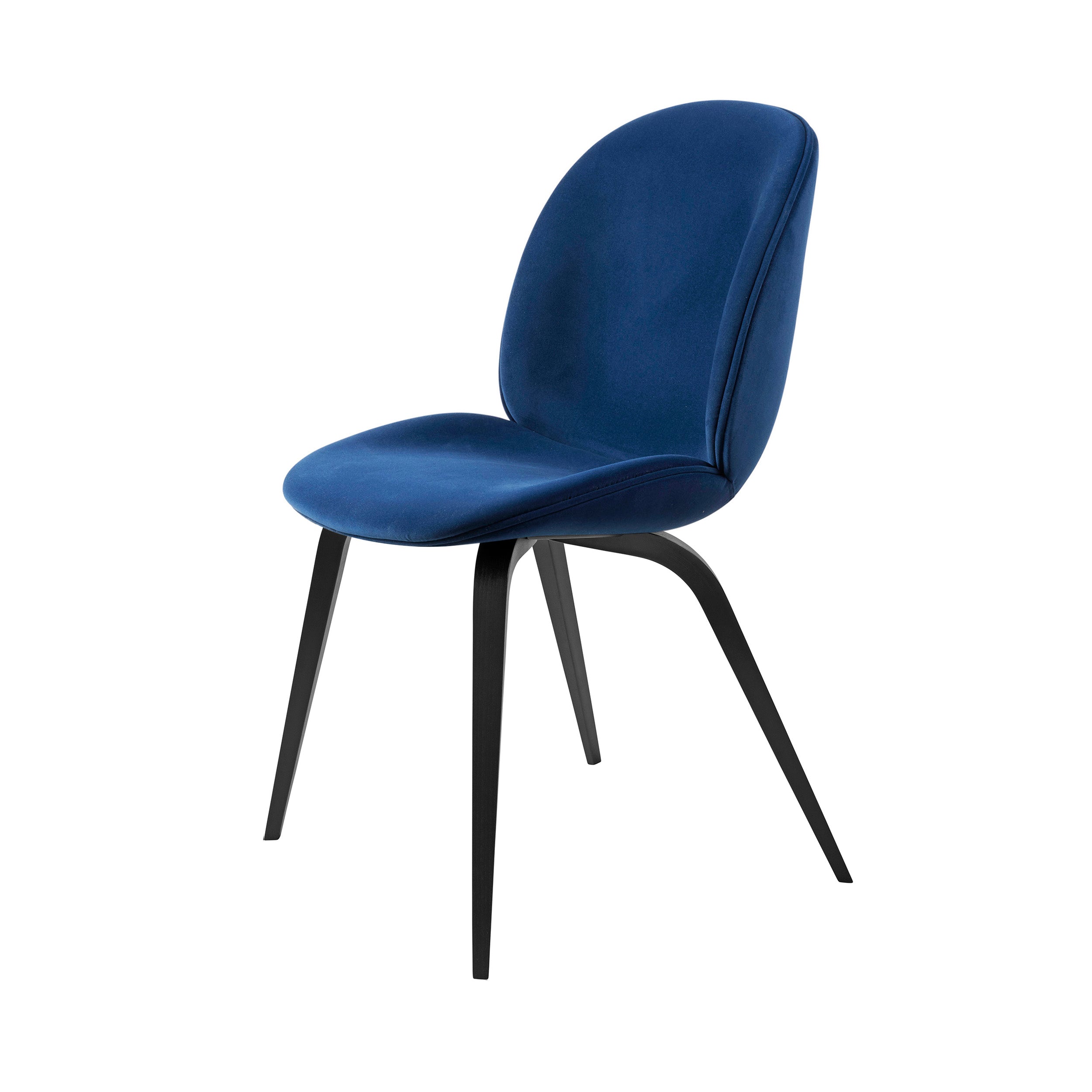 Beetle Dining Chair: Wood Base + Full Upholstery + Black Stained Beech Semi Matt