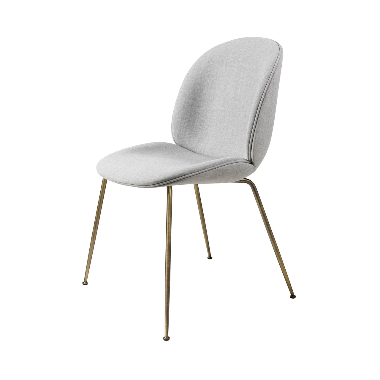 Beetle Dining Chair: Conic Base + Full Upholstery + Antique Brass