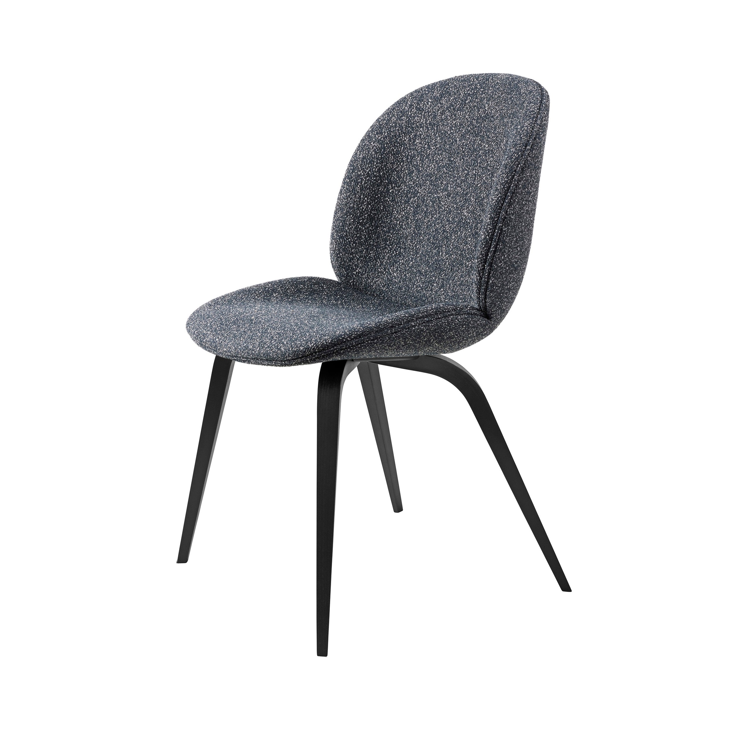 Beetle Dining Chair: Wood Base + Full Upholstery + Black Stained Beech Semi Matt