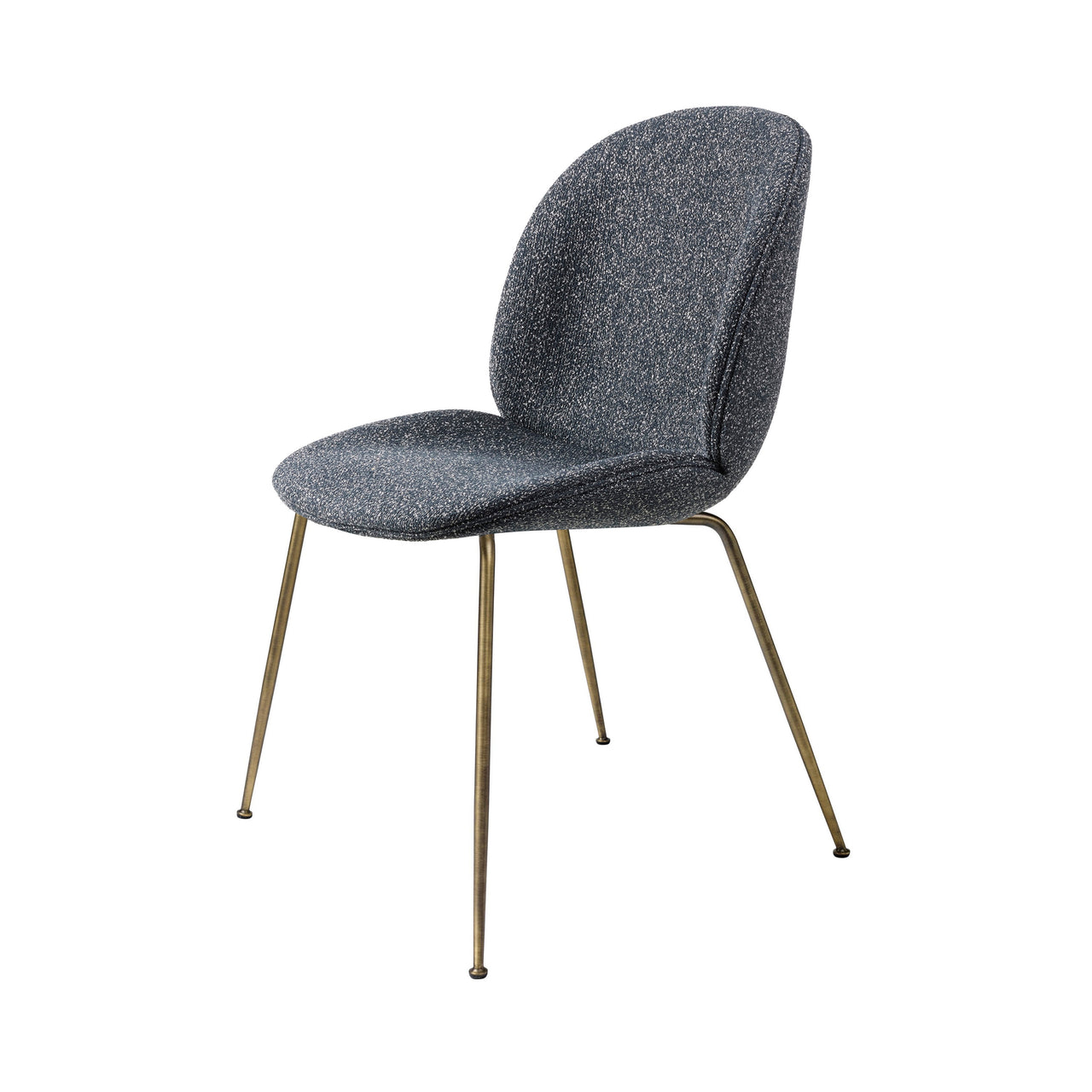 Beetle Dining Chair: Conic Base + Full Upholstery + Antique Brass