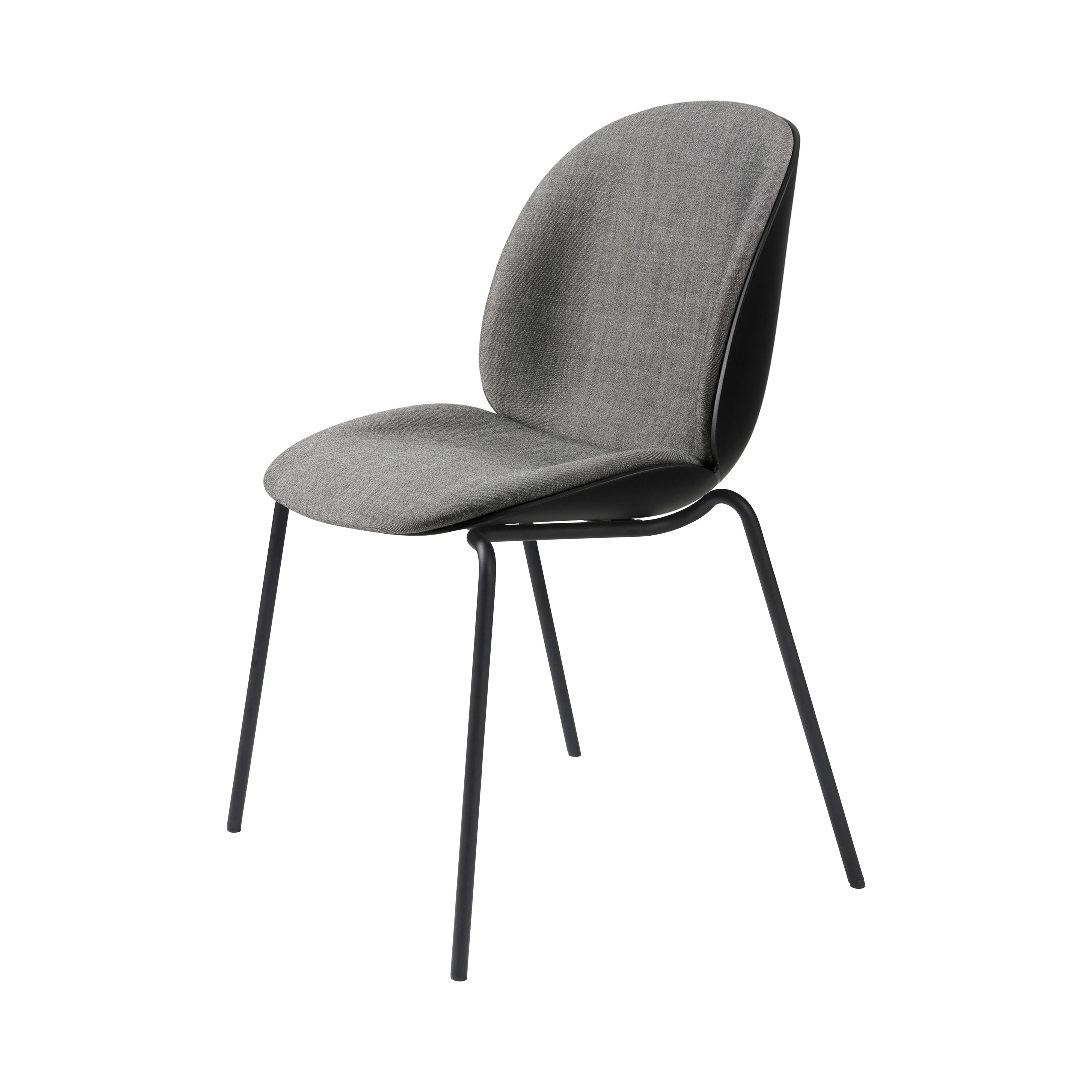 Beetle Dining Chair: Stackable Base + Front Upholstered + Black
