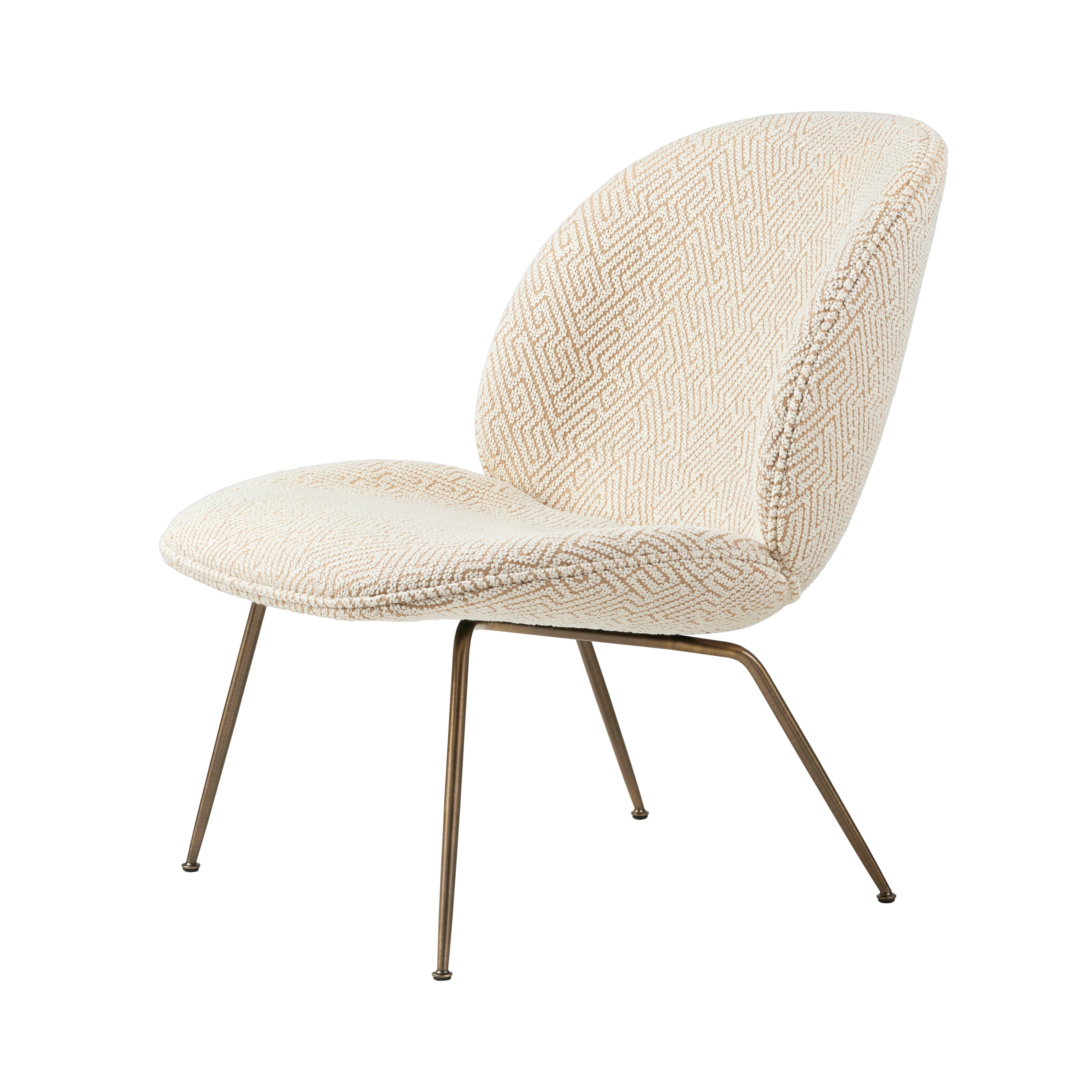 Beetle Lounge Chair: Conic Base + Full Upholstery + Antique Brass
