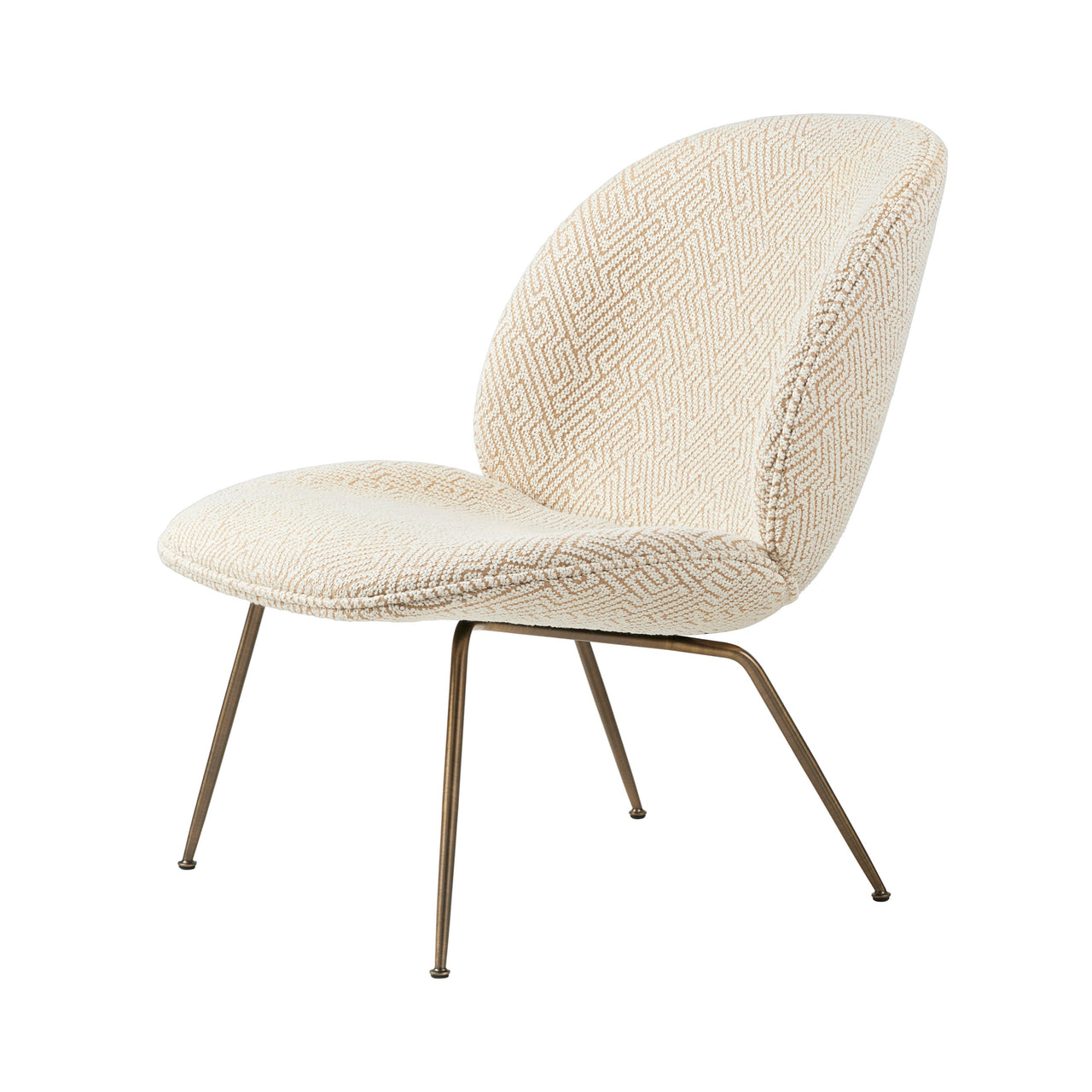 Beetle Lounge Chair: Conic Base + Full Upholstery + Antique Brass