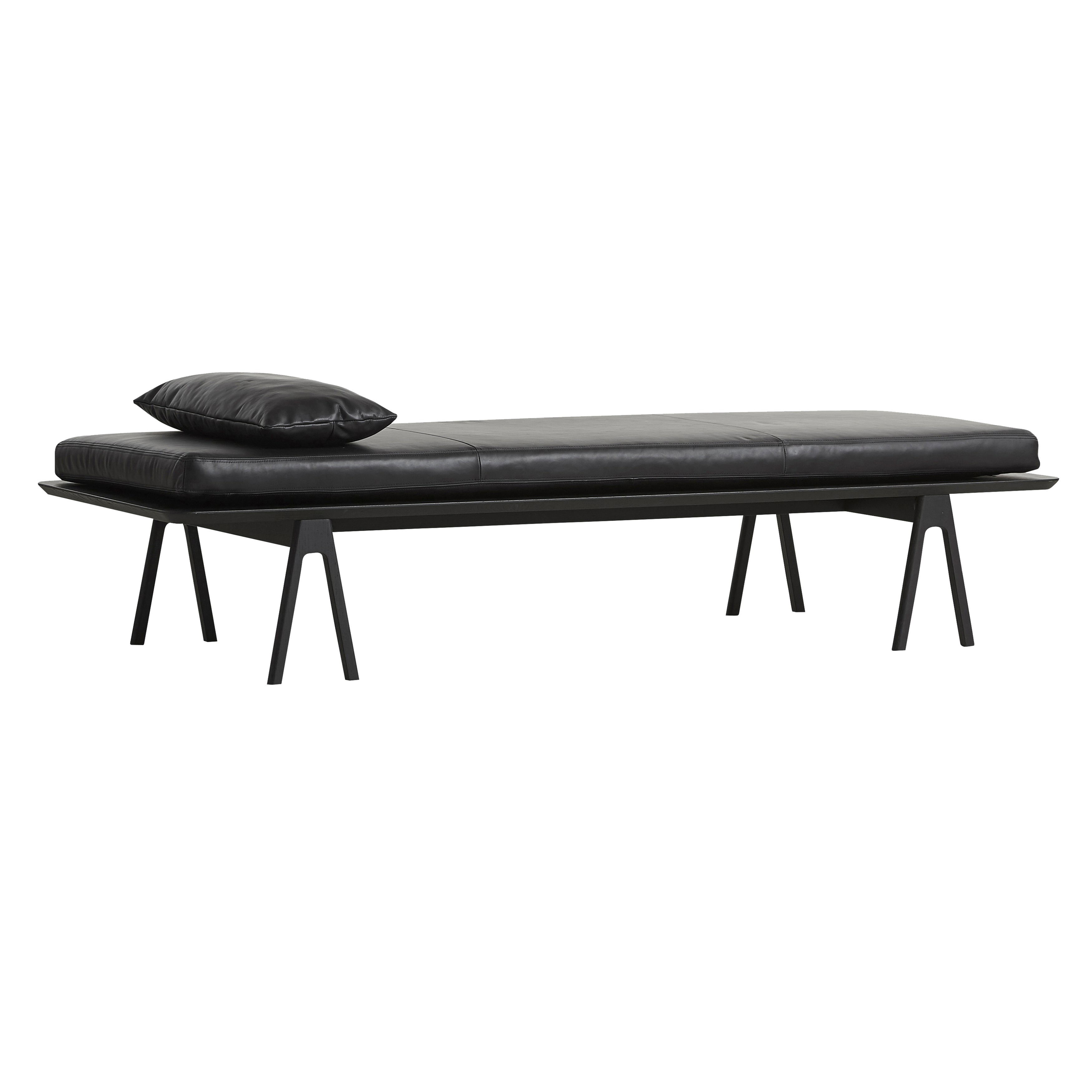 Level Daybed: Black Painted Oak + With Black Pillow + Black Leather