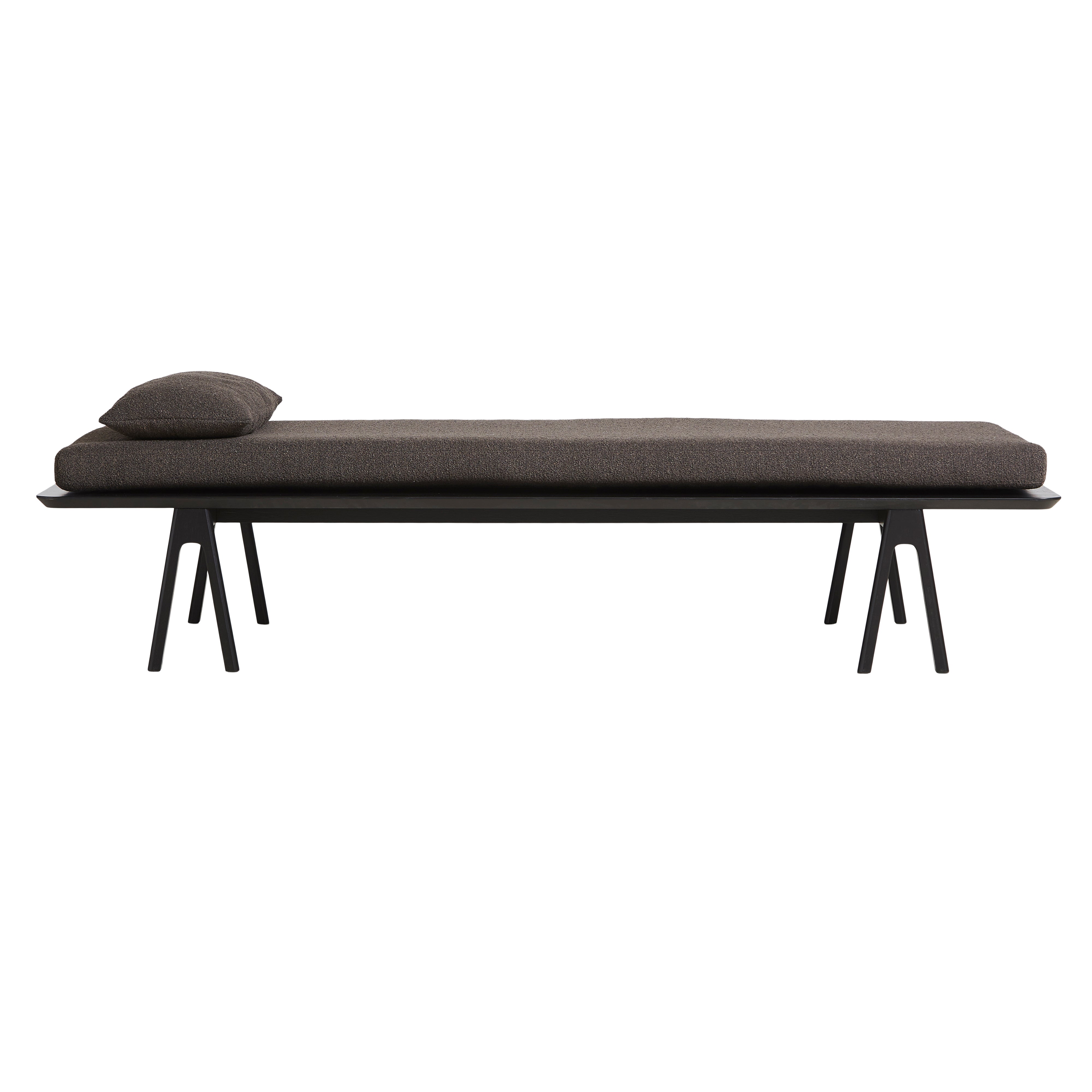 Level Daybed: Black Painted Oak + With Darkbrown Pillow + Alpine 18