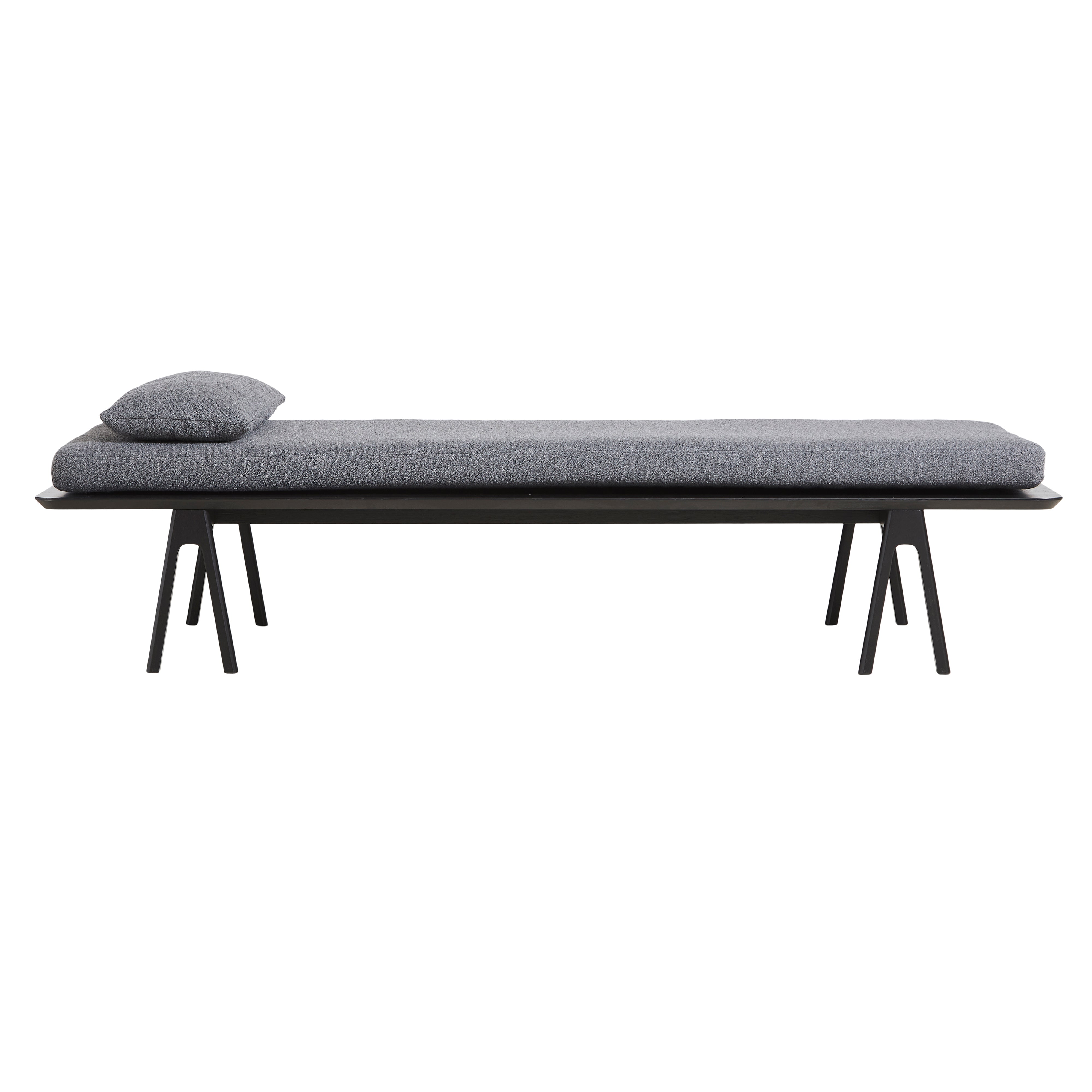 Level Daybed: Black Painted Oak + With Grey Pillow + Alpine 65