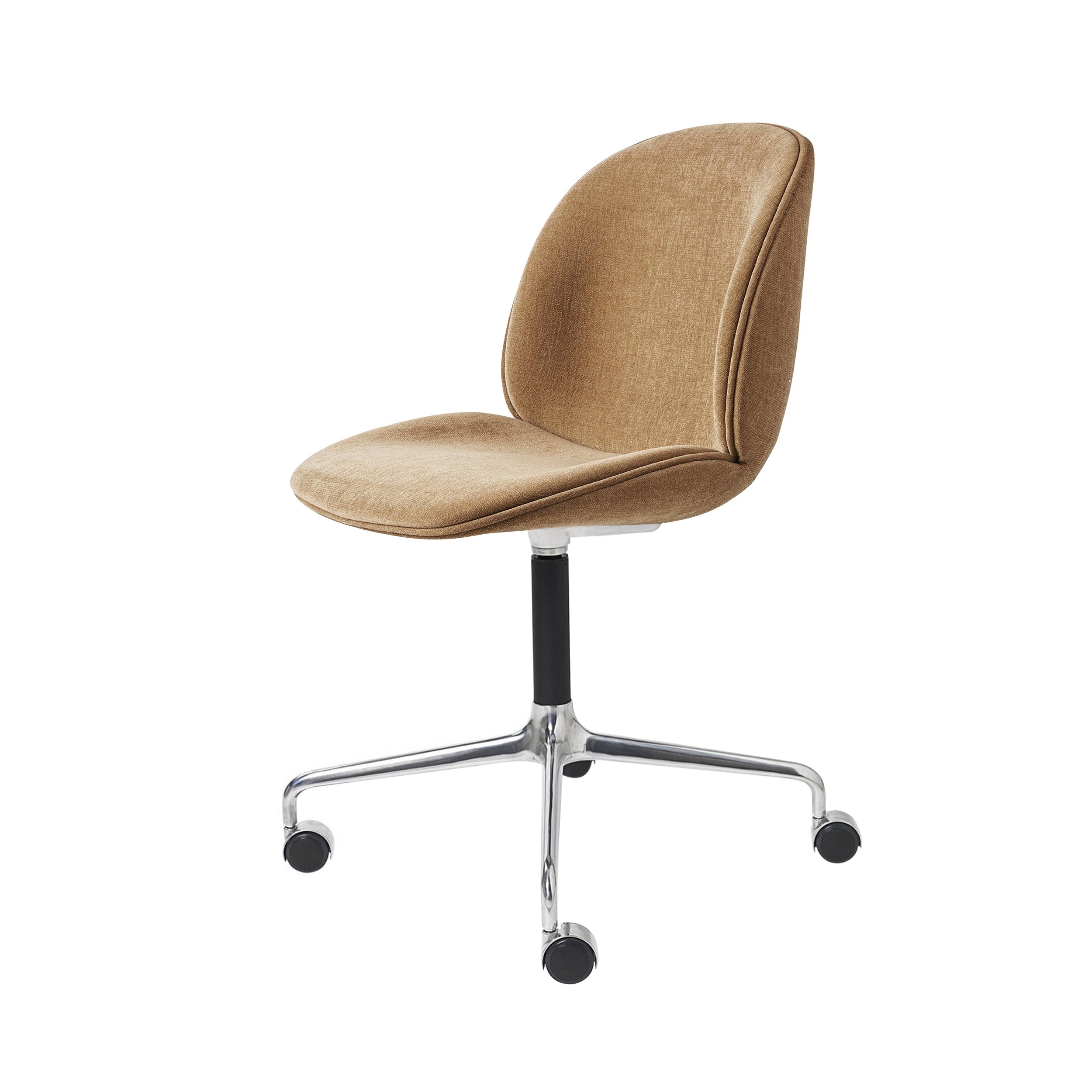 Beetle Meeting Chair: 4-Star Swivel Base with Castors + Full Upholstery + Polished Aluminum + Black Matt