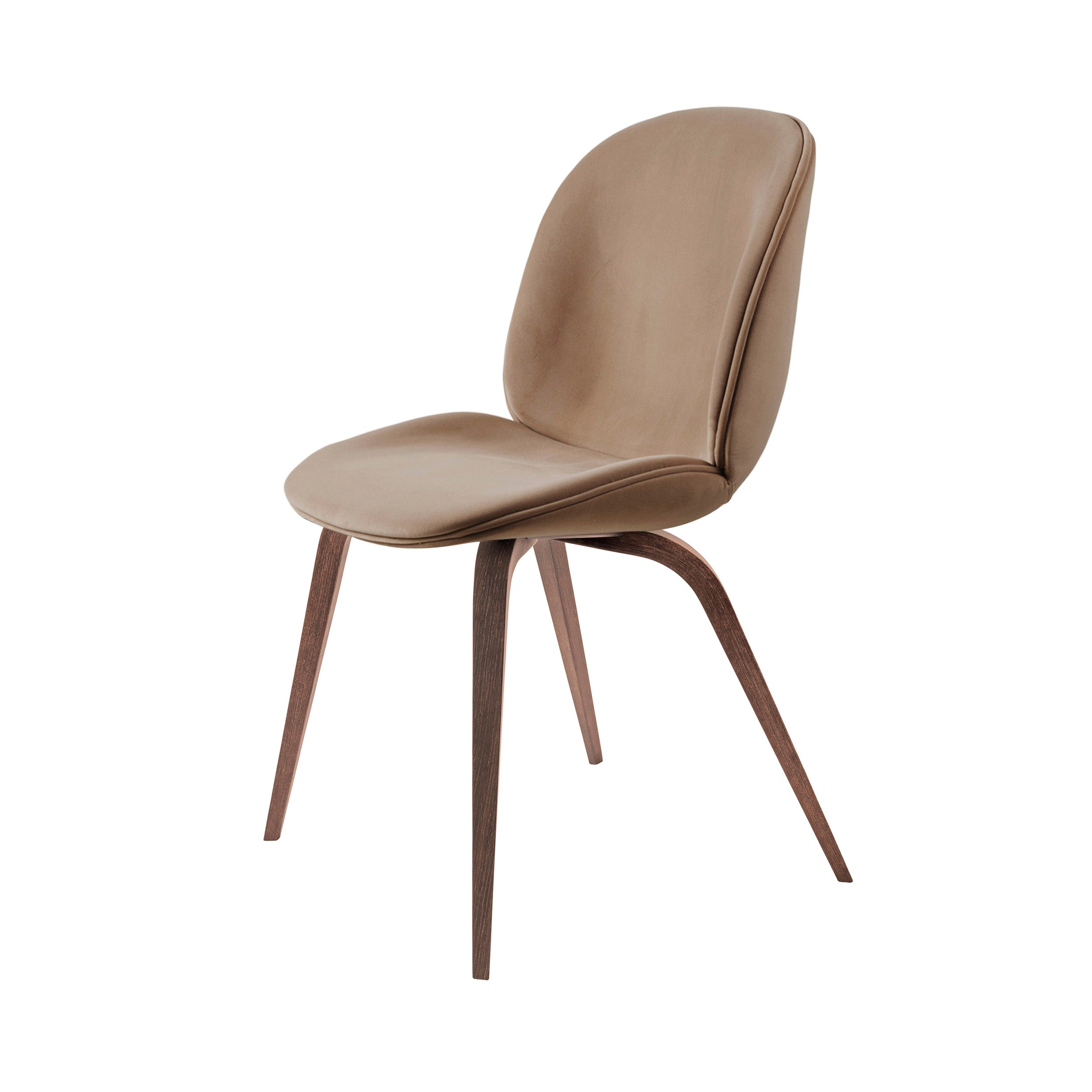Beetle Dining Chair: Wood Base + Full Upholstery + American Walnut Matt