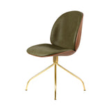 Beetle Meeting Chair Swivel Base: Veneer Shell + Front Upholstered + American Walnut + Brass Semi Matt