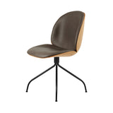 Beetle Meeting Chair Swivel Base: Veneer Shell + Front Upholstered + Oak + Black Matt