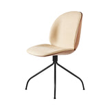 Beetle Meeting Chair Swivel Base: Veneer Shell + Front Upholstered + American Walnut + Black Matt