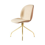 Beetle Meeting Chair Swivel Base: Veneer Shell + Front Upholstered + American Walnut + Brass Semi Matt