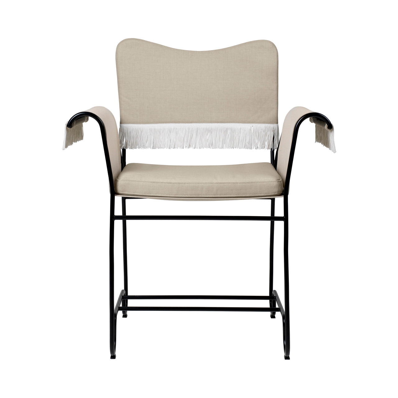 Tropique Dining Chair: Outdoor + With Fringes + Black + Leslie 12