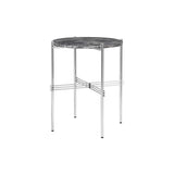 TS Round Side Table: Polished Steel + Grey Emperador Marble