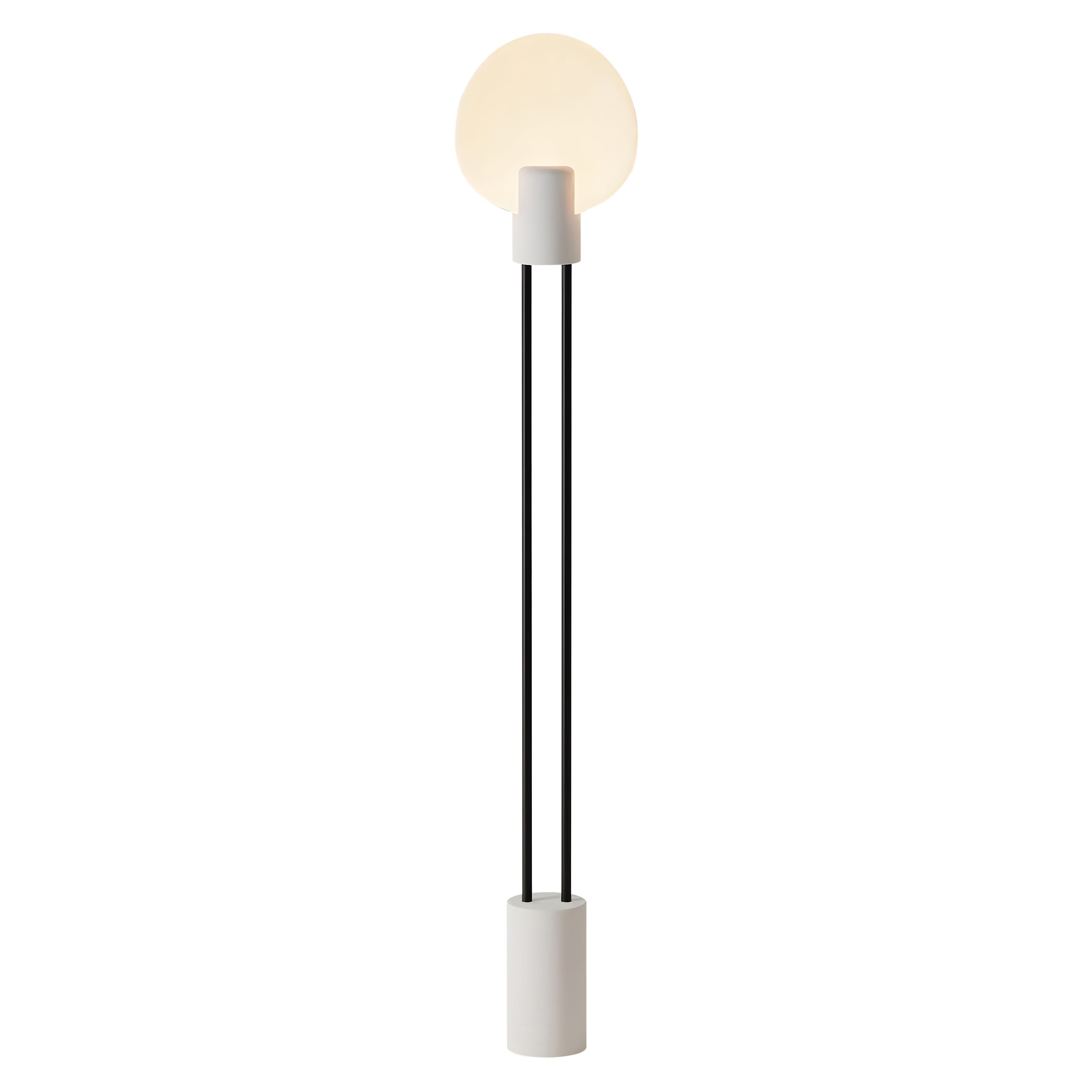 Pavone Floor Light: Snow + Black
