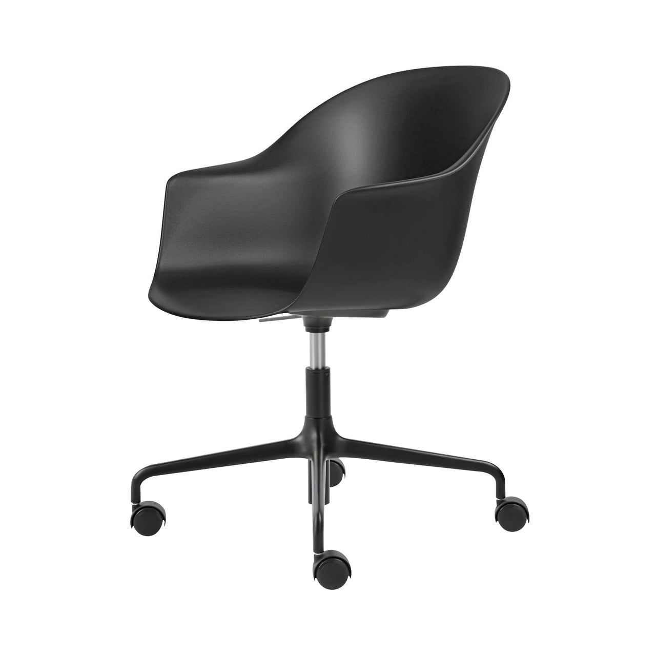 Bat Meeting Chair: 4-Star Base Height Adjustable + With Castors + Black