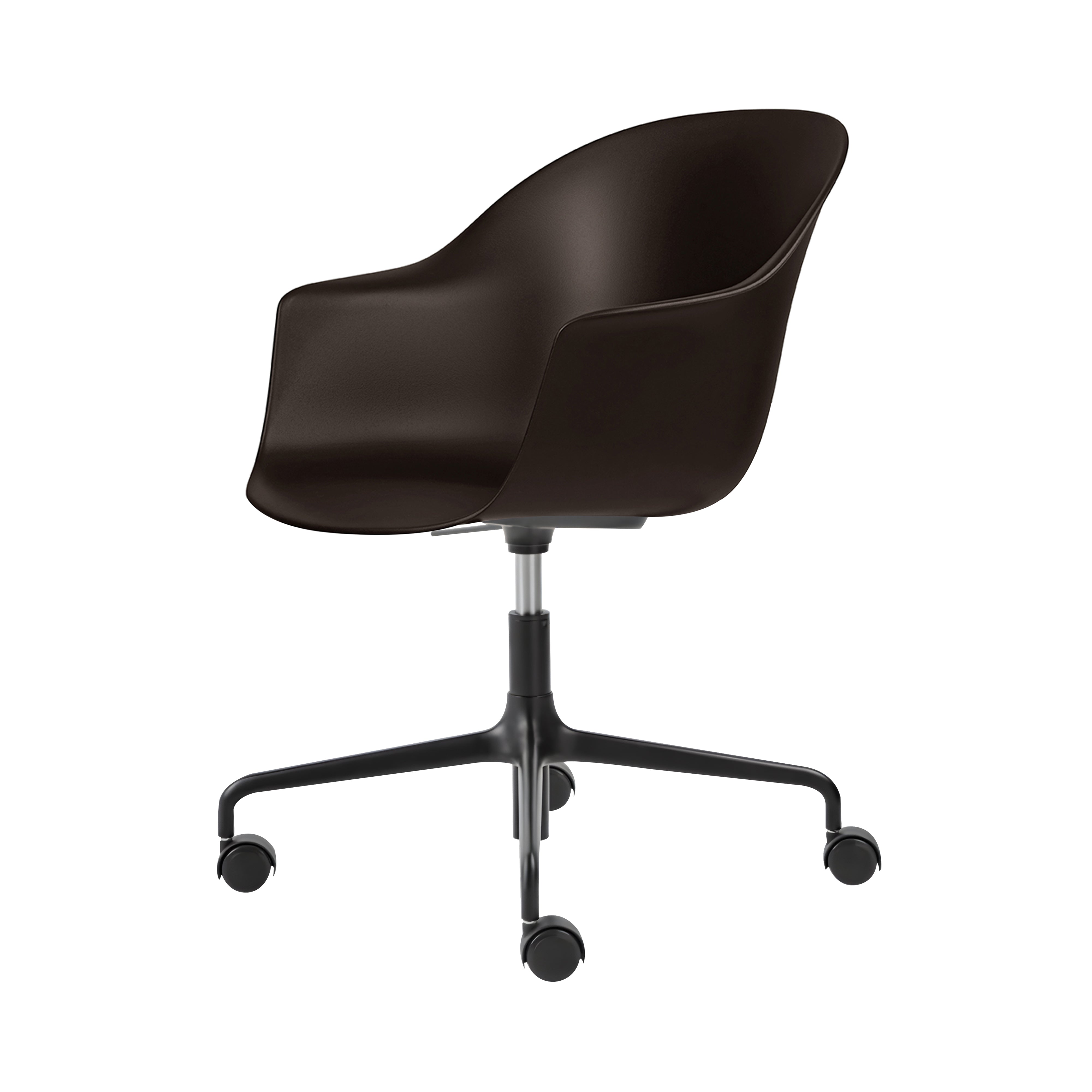 Bat Meeting Chair: 4-Star Base Height Adjustable + With Castors + Mocha Brown