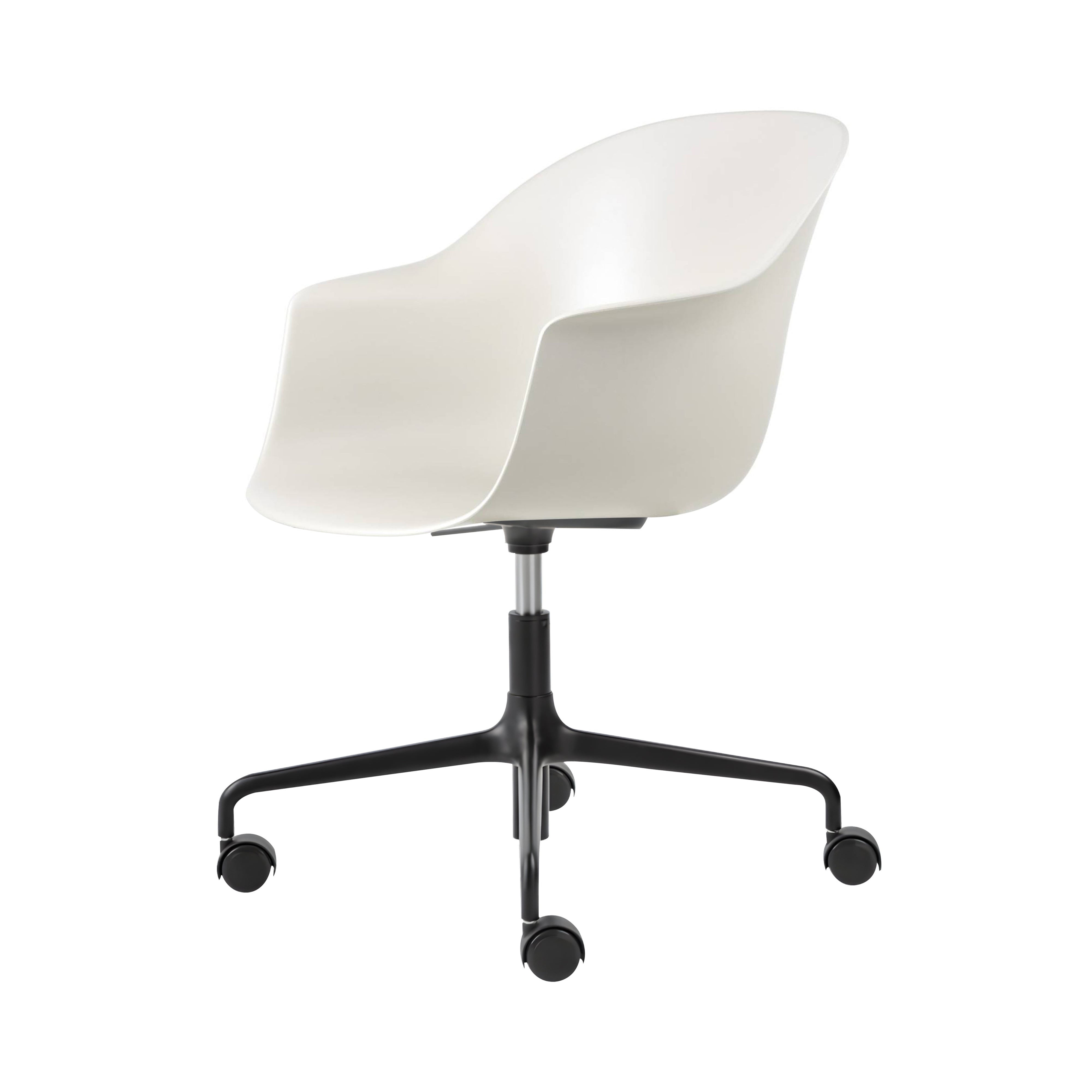 Bat Meeting Chair: 4-Star Base Height Adjustable + With Castors + Alabaster White