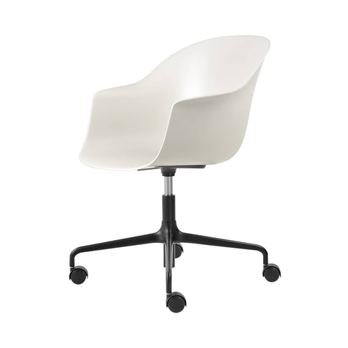 Bat Meeting Chair: 4-Star Base Height Adjustable + With Castors + Alabaster White