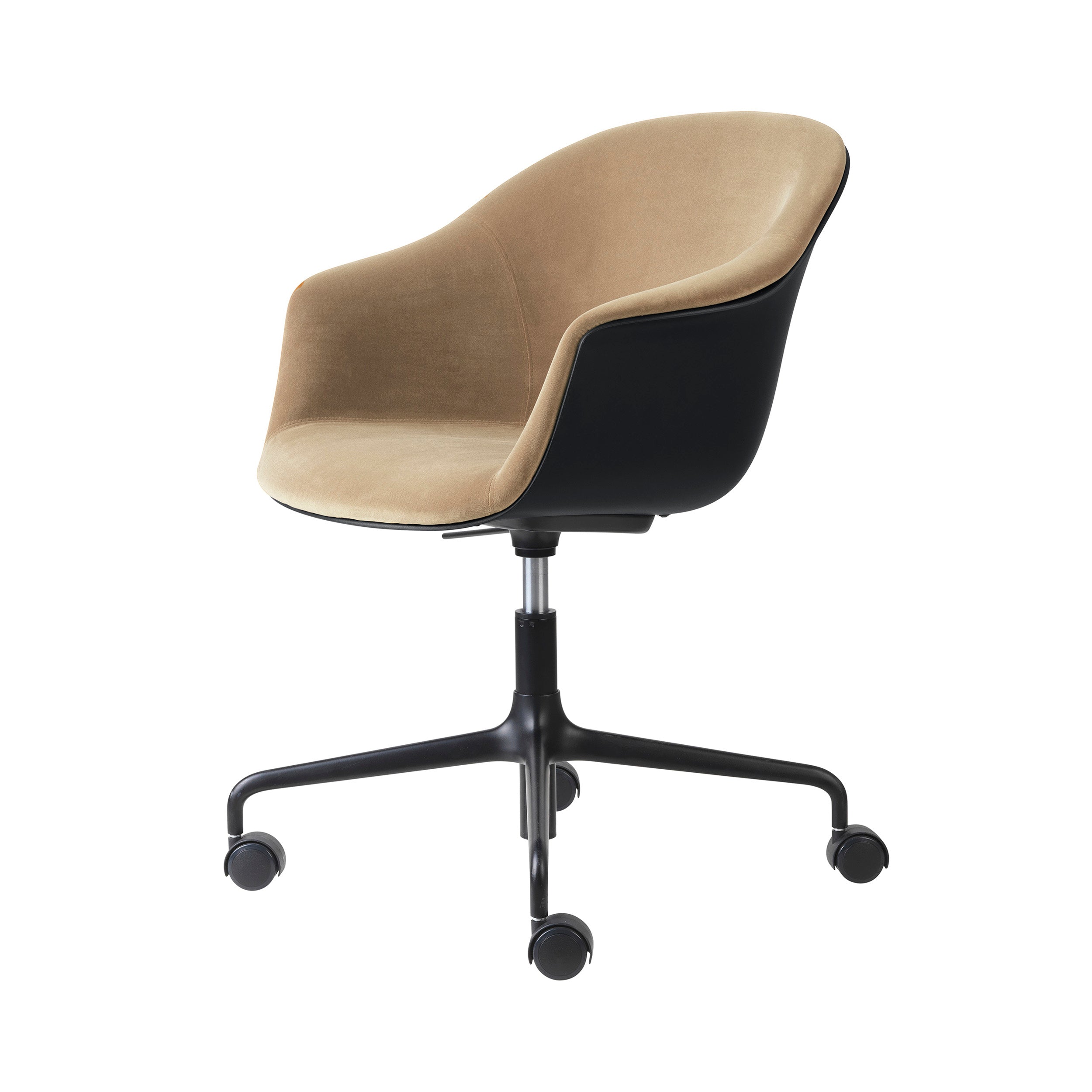 Bat Meeting Chair: 4 Star Height Adjustable with castors + Front Upholstery + Black