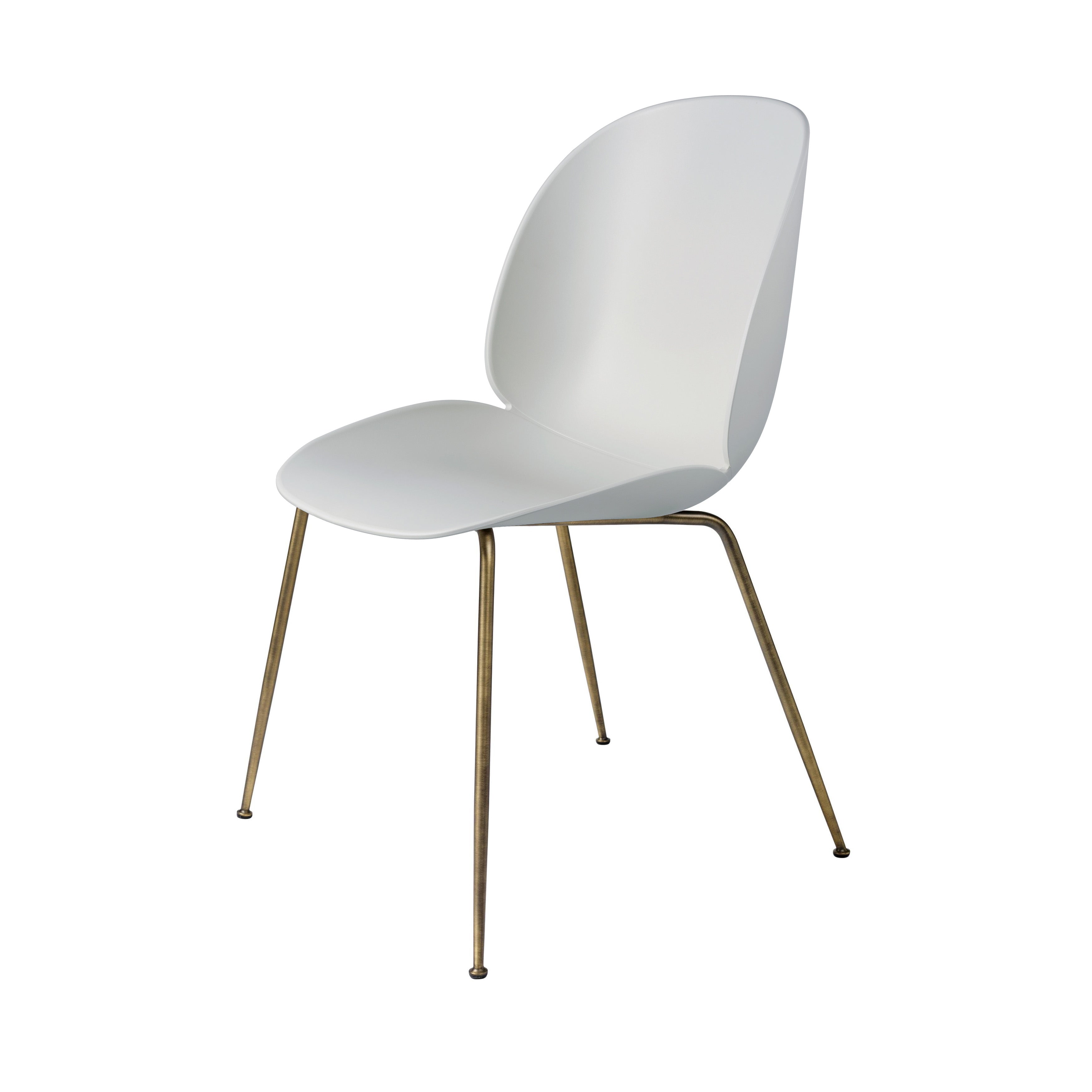 Beetle Dining Chair: Conic Base + Lunar Grey + Antique Brass