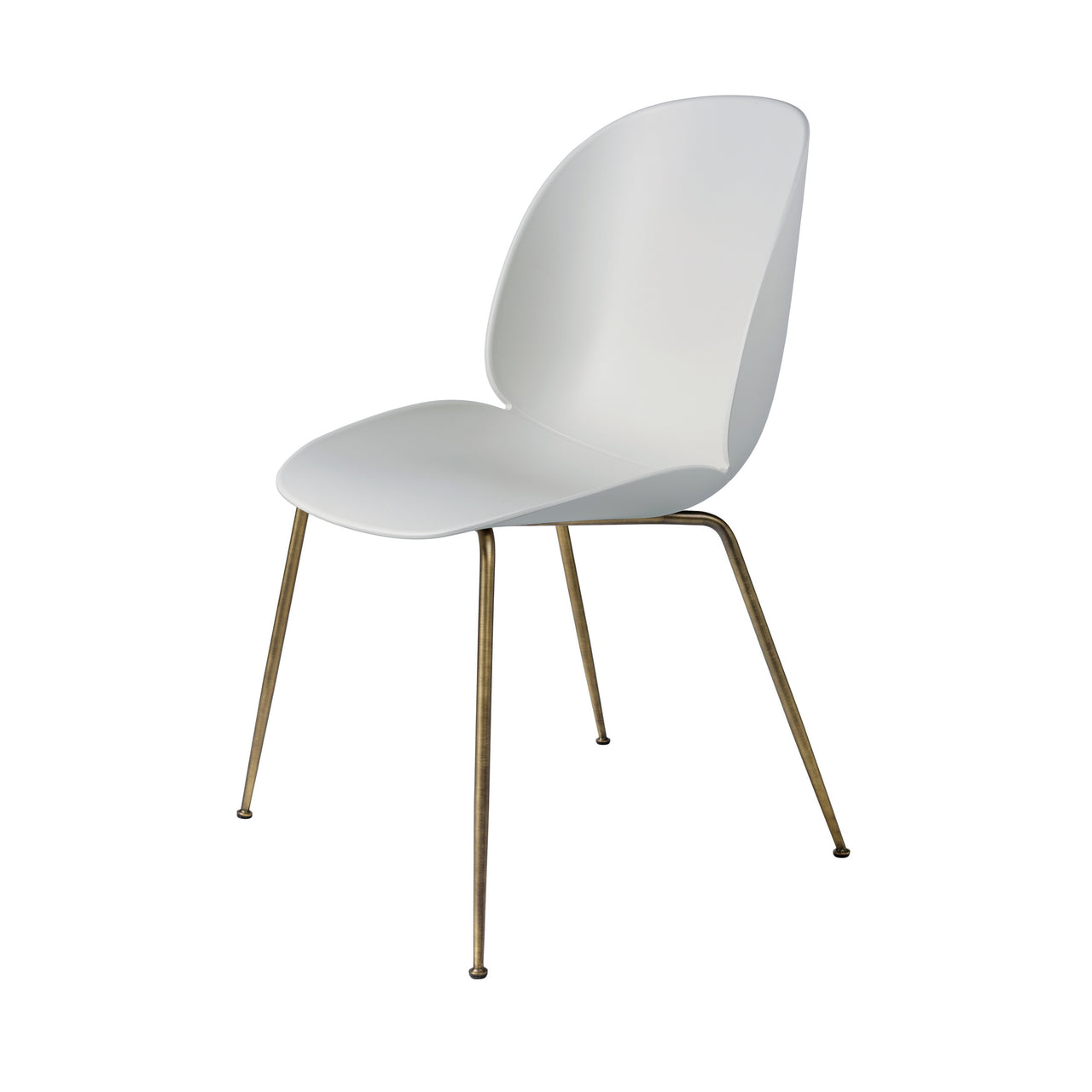 Beetle Dining Chair: Conic Base + Lunar Grey + Antique Brass