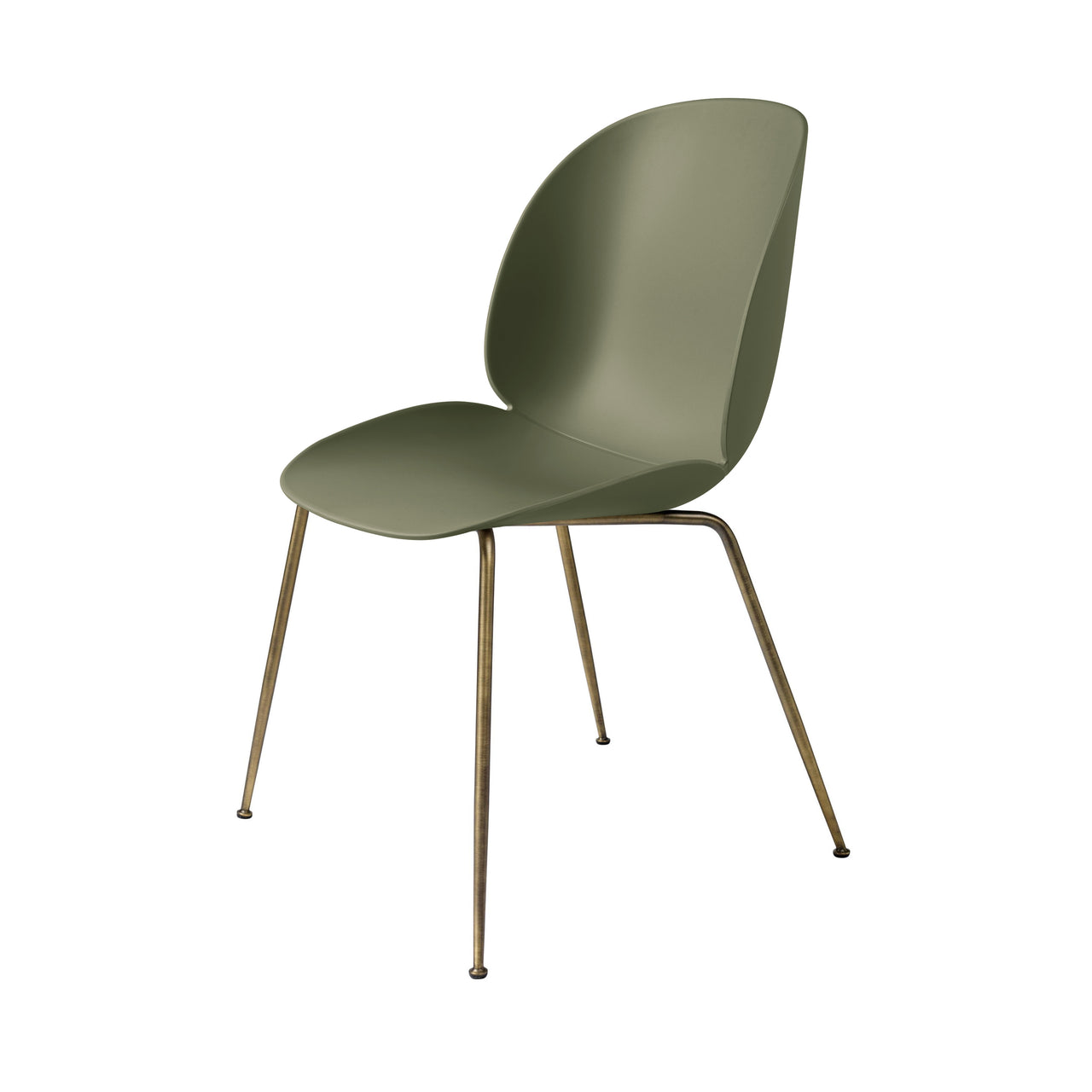Beetle Dining Chair: Conic Base + Fern Green + Antique Brass