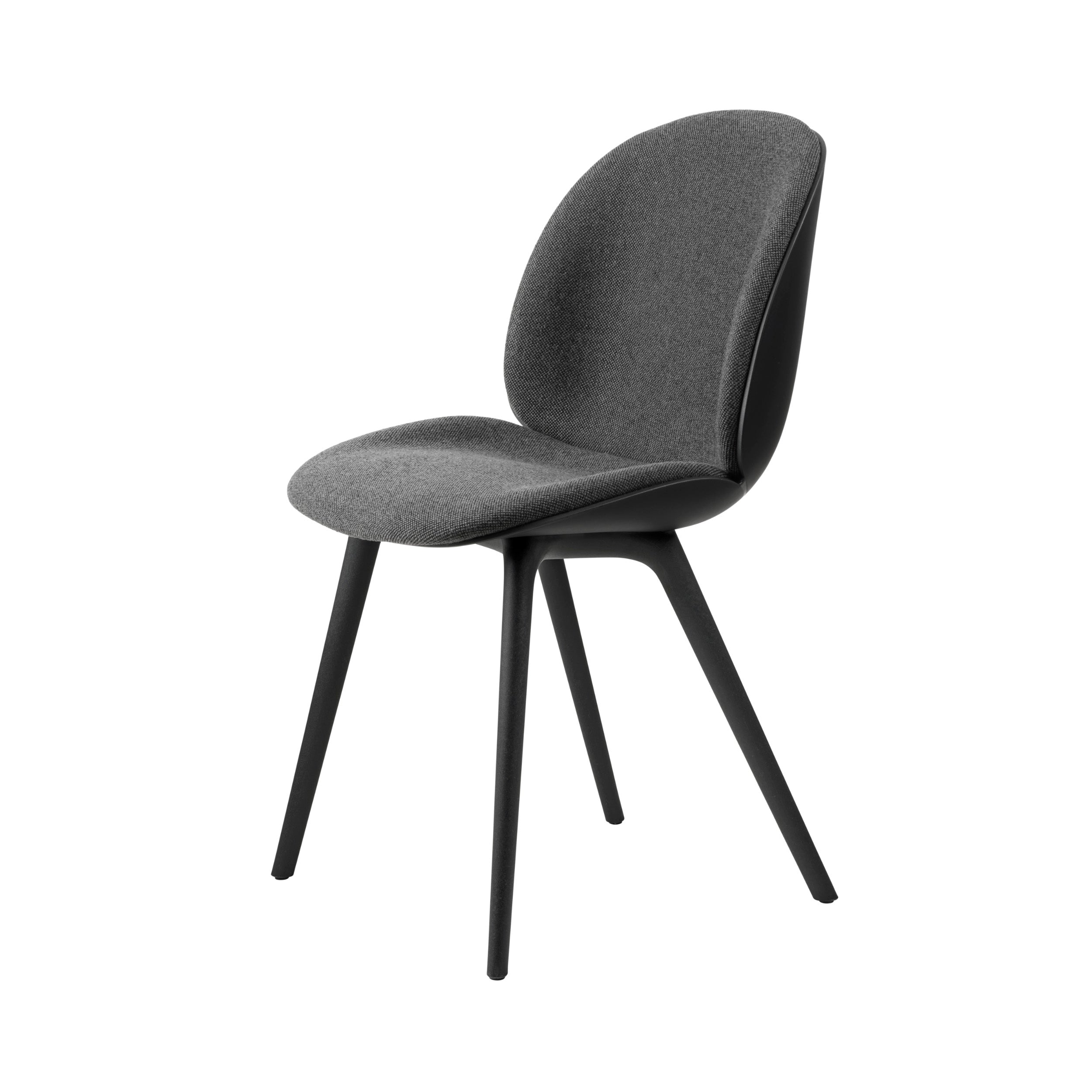Beetle Dining Chair: Plastic Base + Front Upholstered + Black (Monochrome) + Black