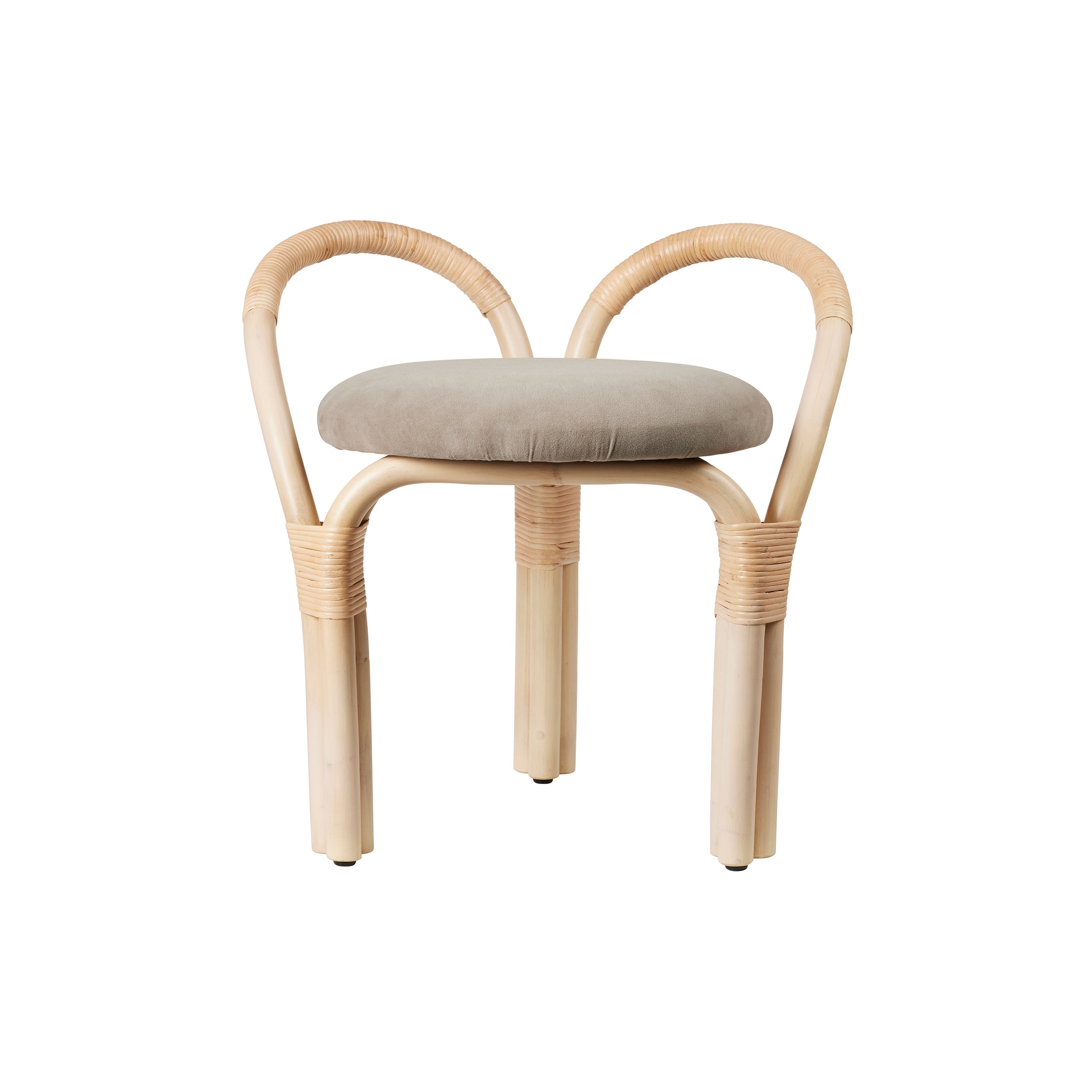 Bistra Stool: Seat Upholstered + Natural Lacquered Rattan