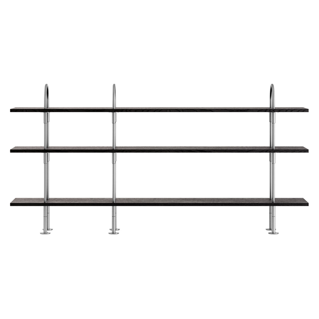 Keen Shelving System: System 6 + Satin Stainless Steel + Brown + Black Ash