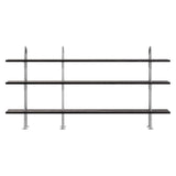 Keen Shelving System: System 6 + Satin Stainless Steel + Brown + Black Ash