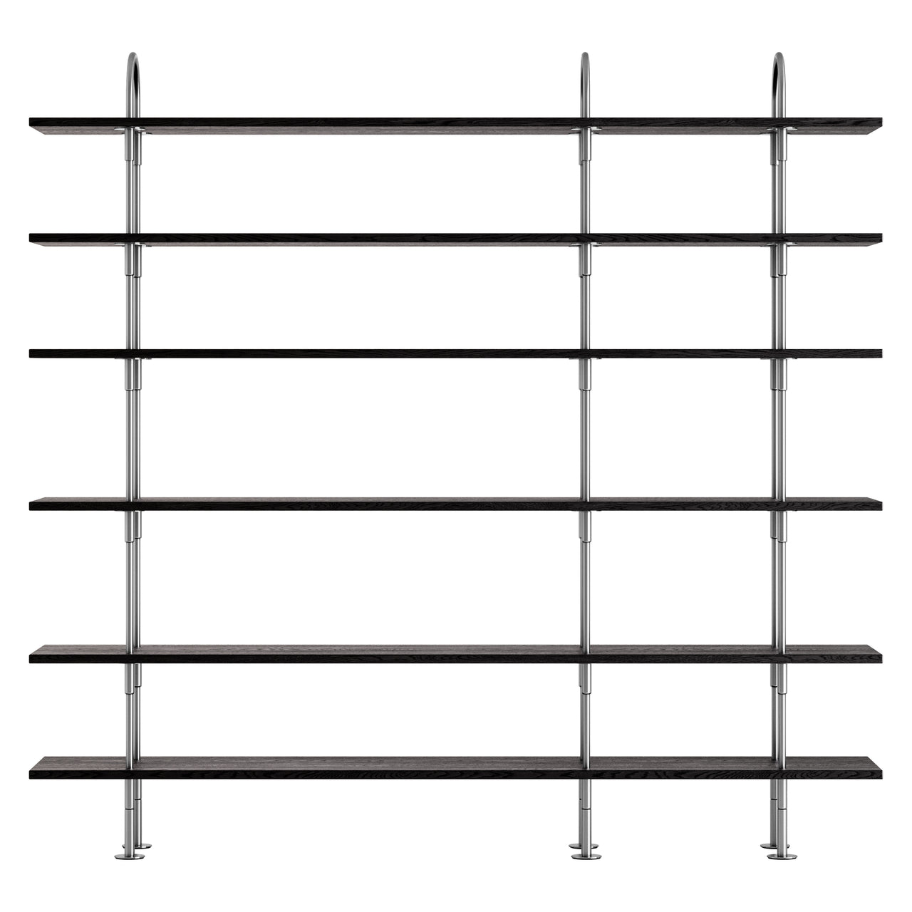 Keen Shelving System: System 7 + Satin Stainless Steel + Brown + Black Ash