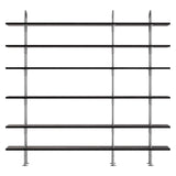 Keen Shelving System: System 7 + Satin Stainless Steel + Brown + Black Ash