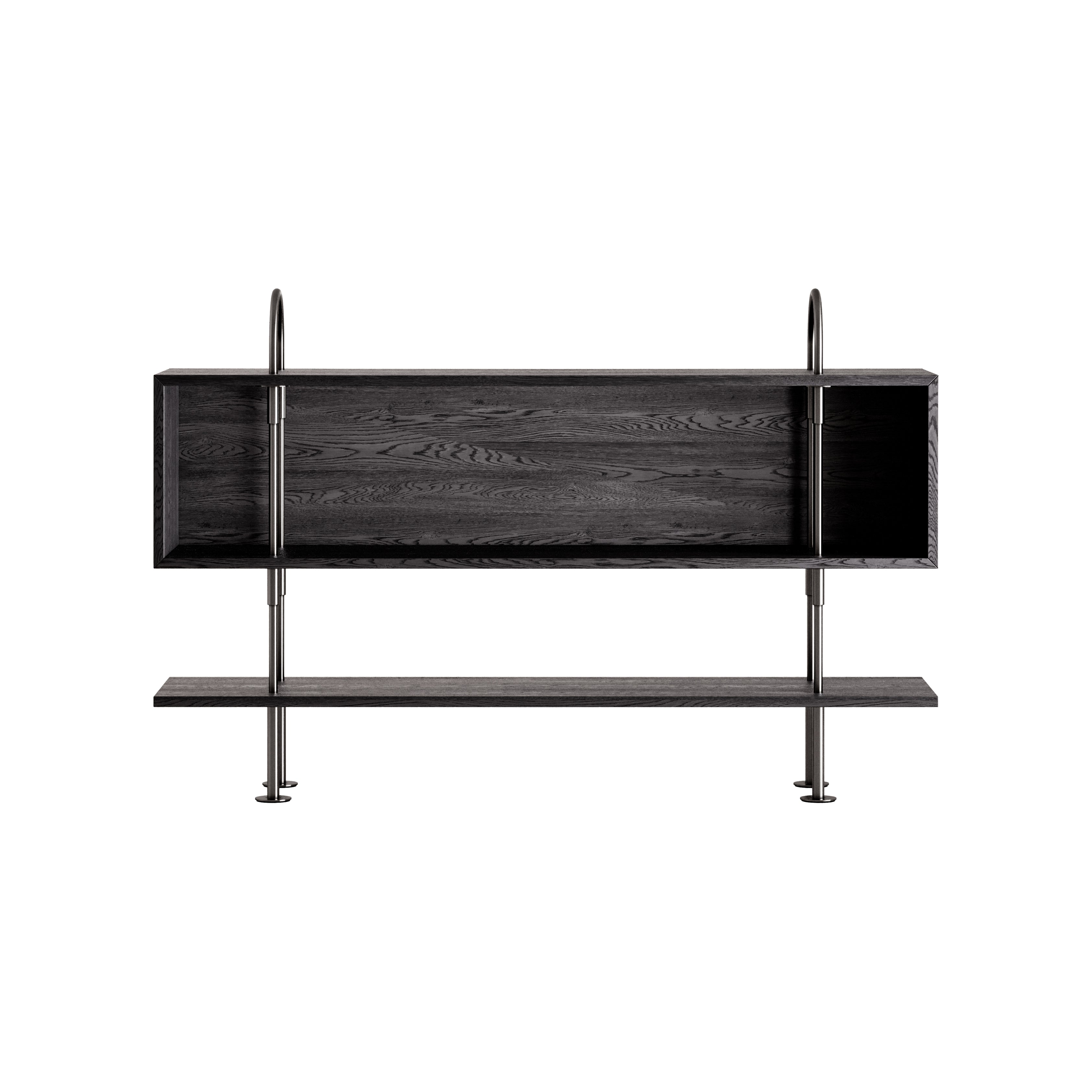 Keen Shelving System: System 1 + Black Brass + Brown + Black Ash