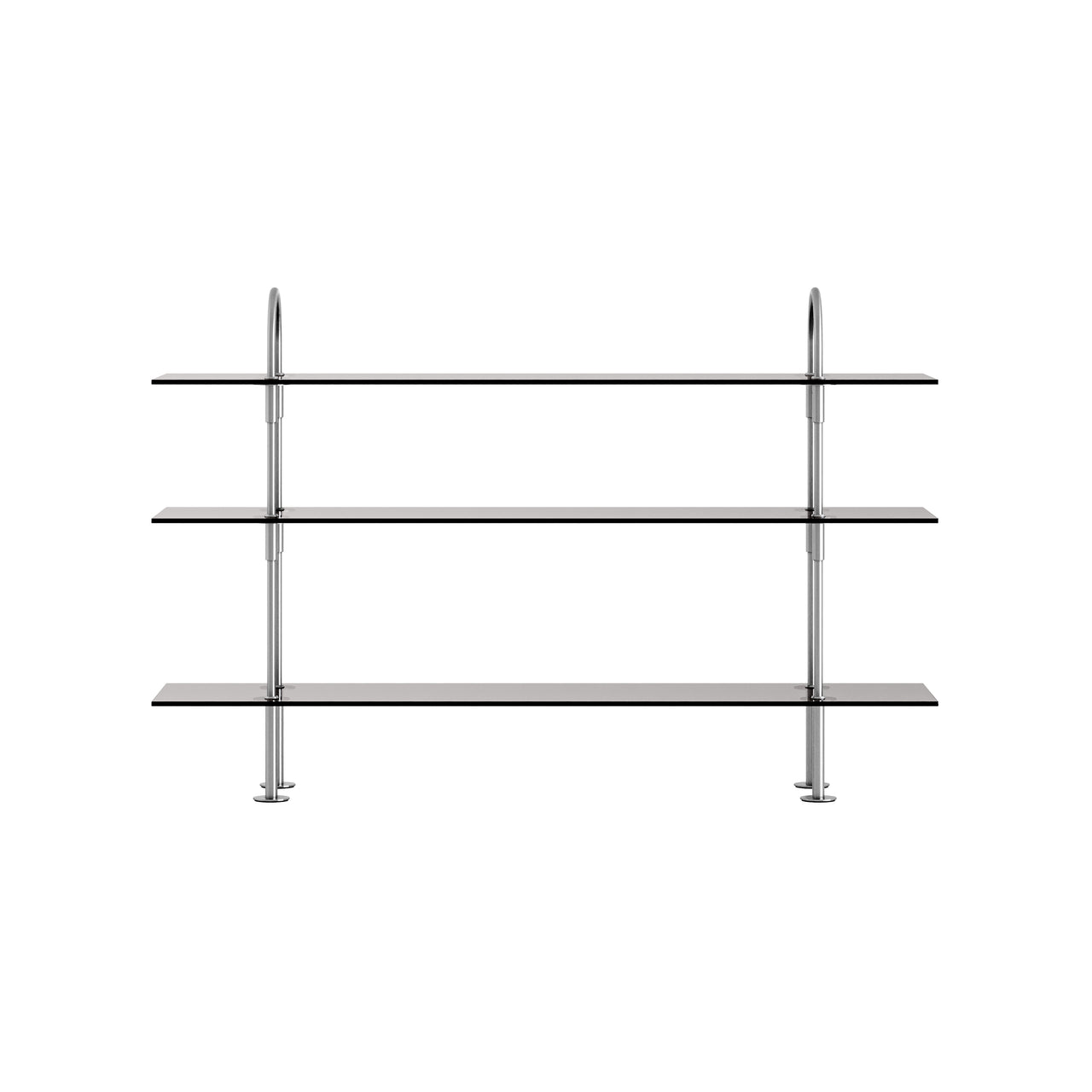 Keen Shelving System: System 2 + Satin Stainless Steel + Smoked Tempered Glass