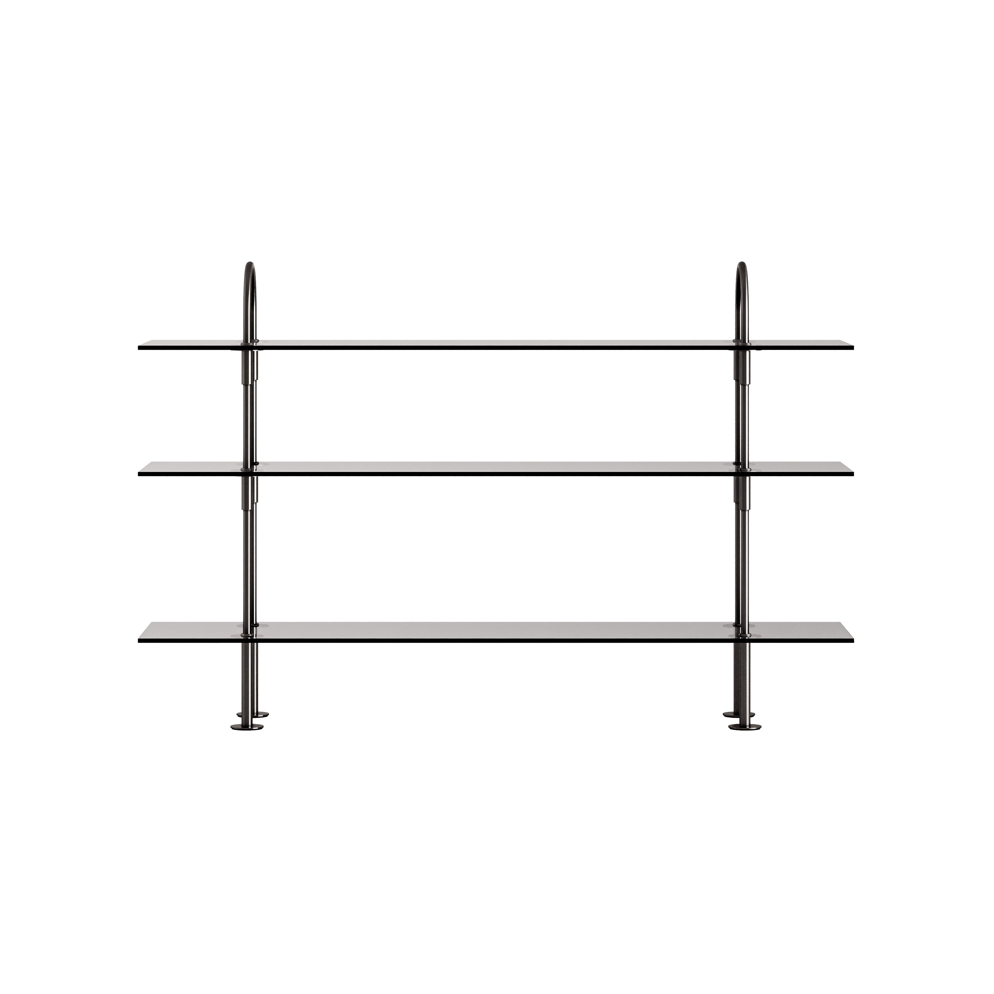 Keen Shelving System: System 2 + Black Brass + Smoked Tempered Glass