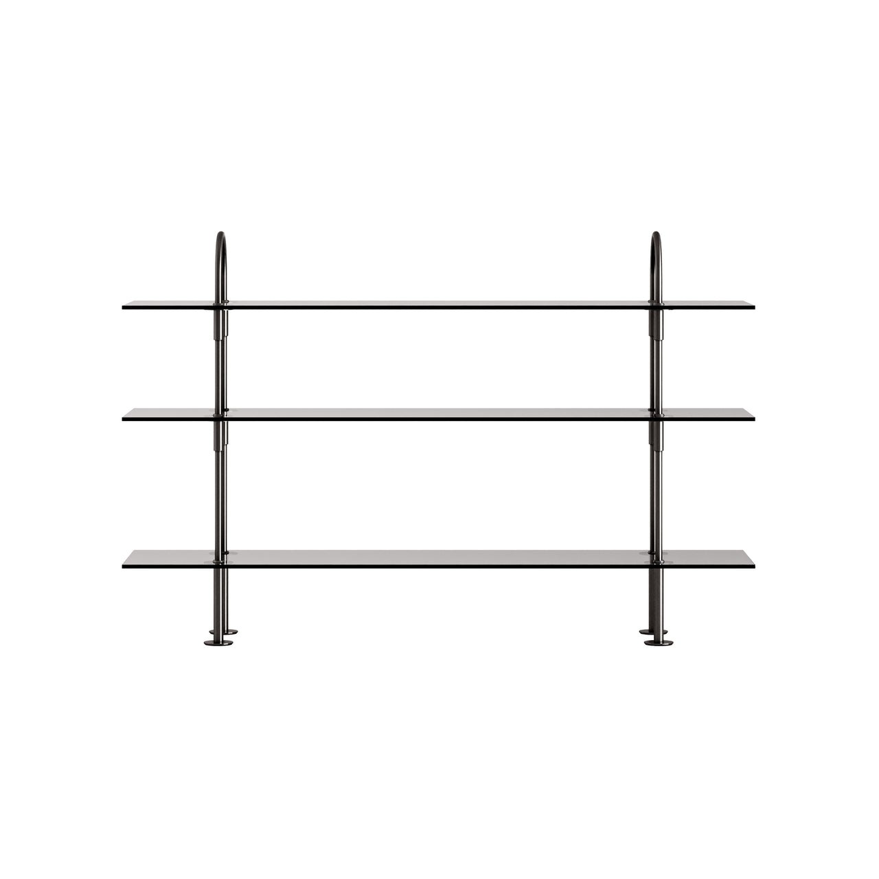 Keen Shelving System: System 2 + Black Brass + Smoked Tempered Glass