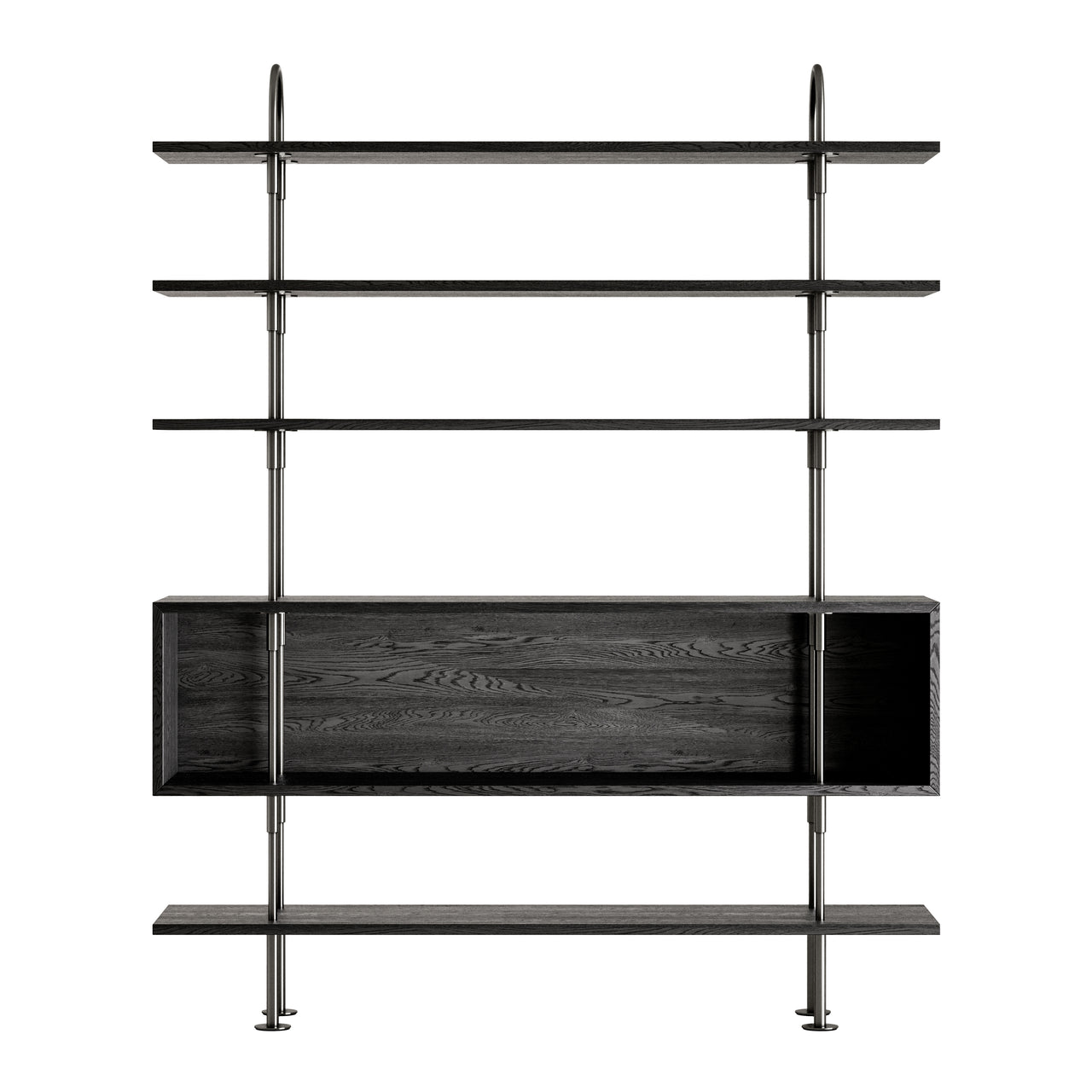 Keen Shelving System: System 3 + Black Brass + Brown + Black Ash