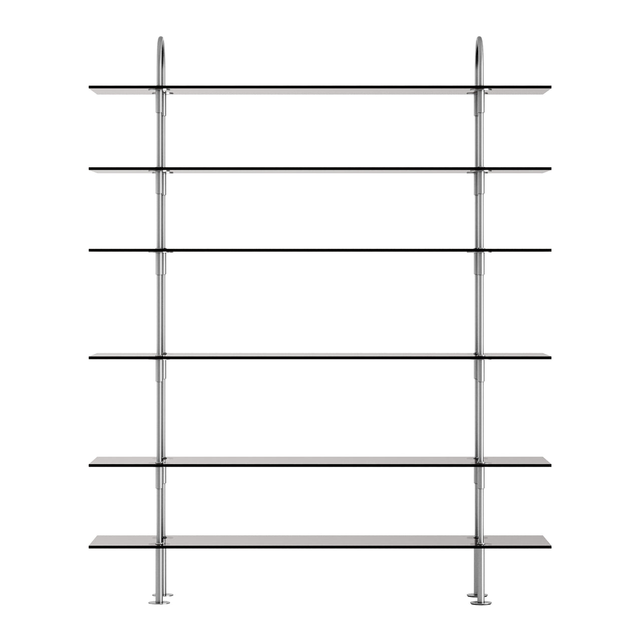 Keen Shelving System: System 4 + Satin Stainless Steel + Smoked Tempered Glass
