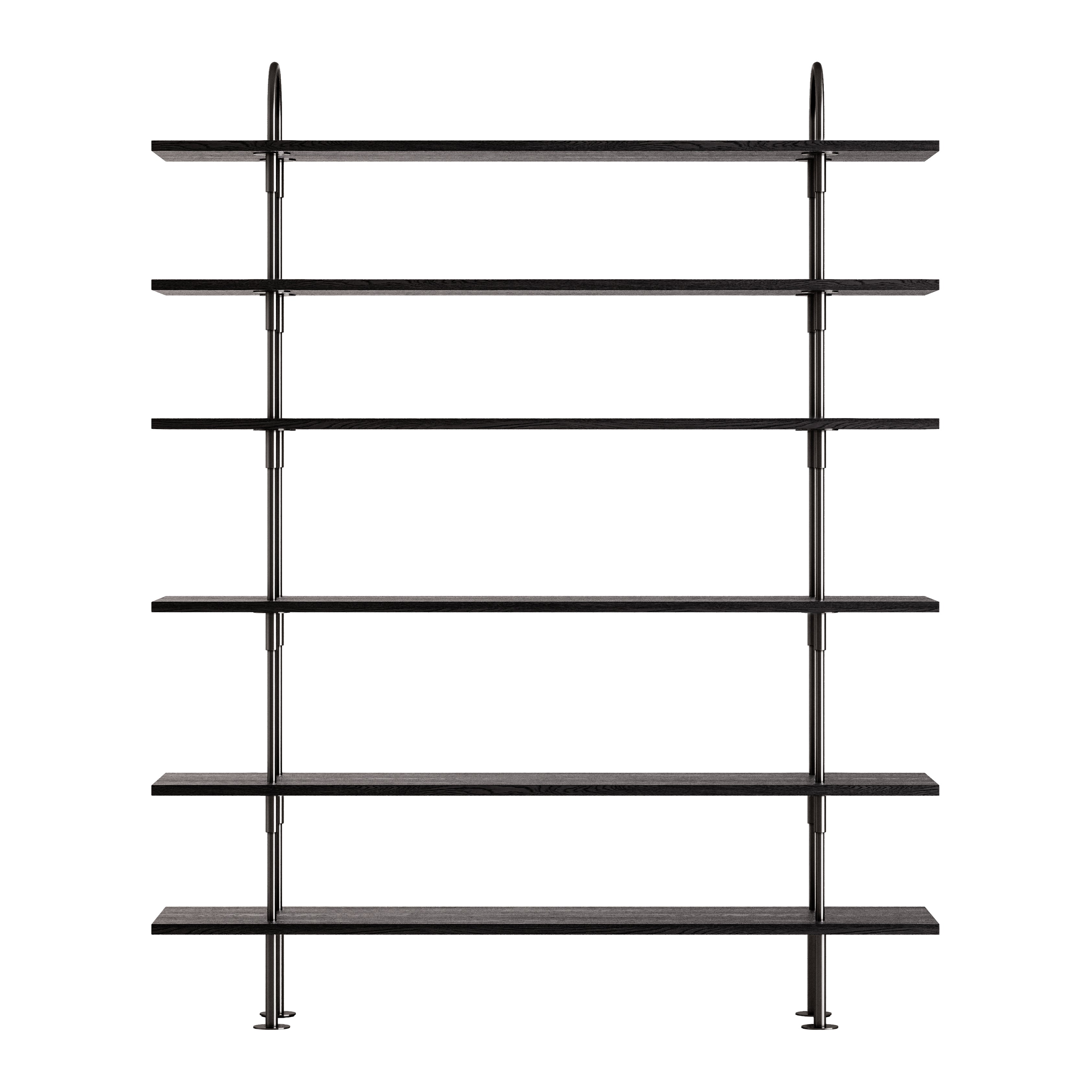 Keen Shelving System: System 4 + Black Brass + Brown + Black Ash