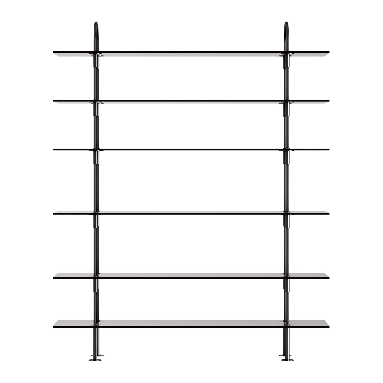 Keen Shelving System: System 4 + Black Brass + Smoked Tempered Glass