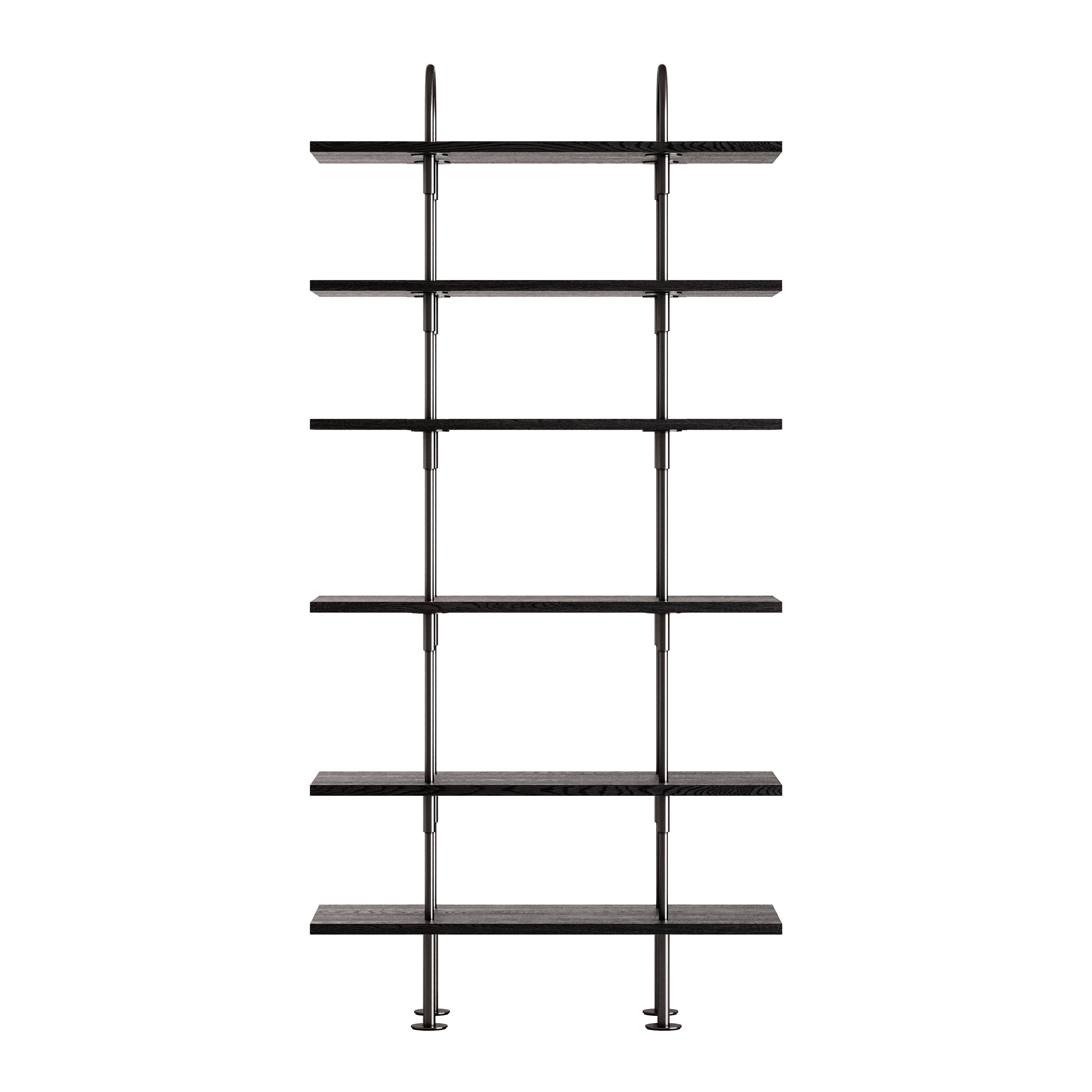 Keen Shelving System: System 5 + Black Brass + Brown + Black Ash