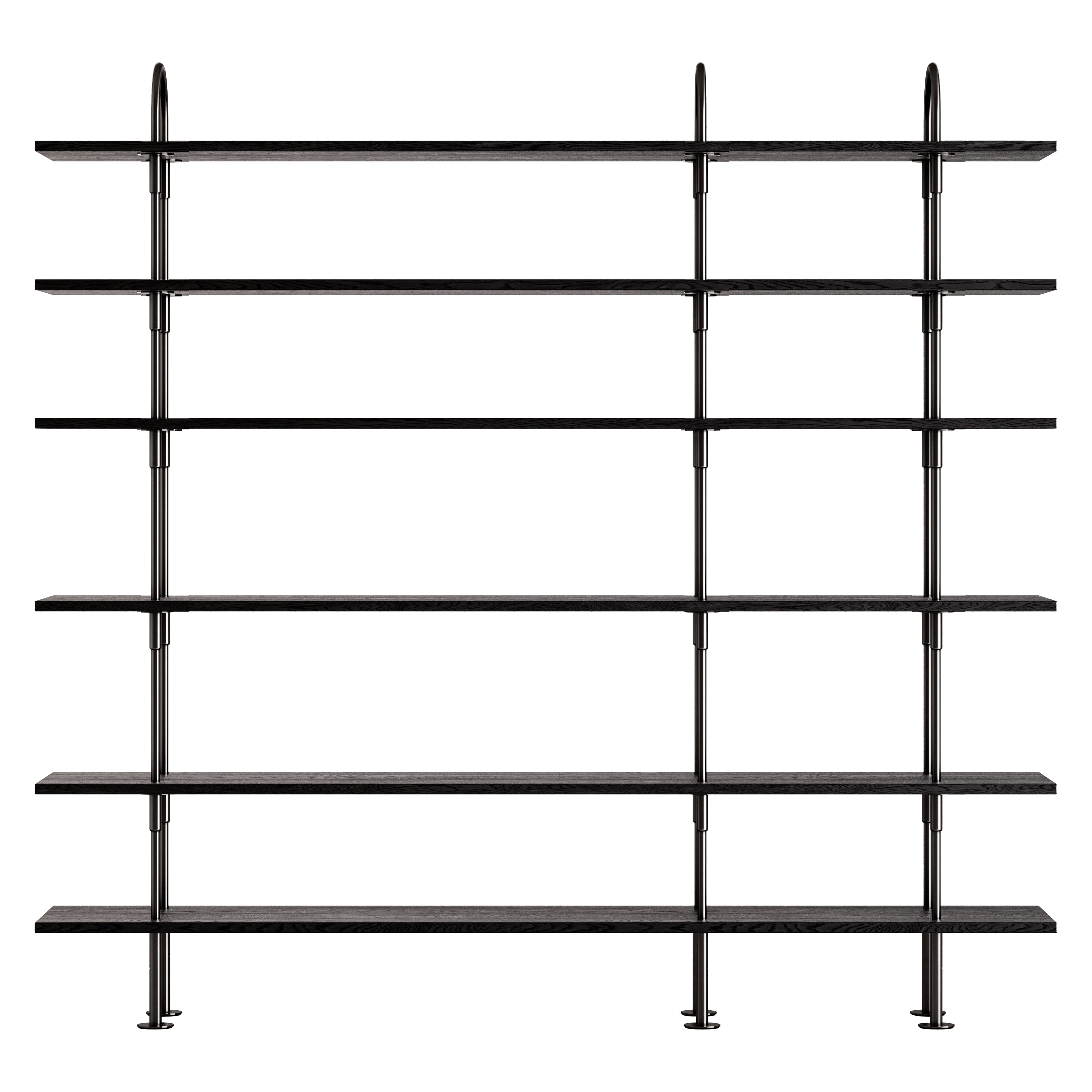 Keen Shelving System: System 7 + Black Brass + Brown + Black Ash