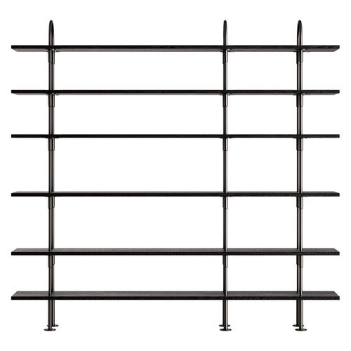 Keen Shelving System: System 7 + Black Brass + Brown + Black Ash