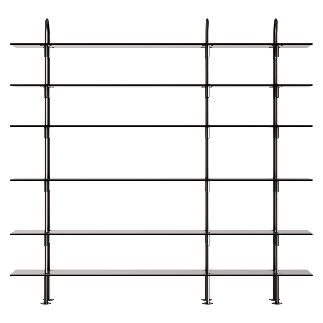 Keen Shelving System: System 7 + Black Brass + Smoked Tempered Glass