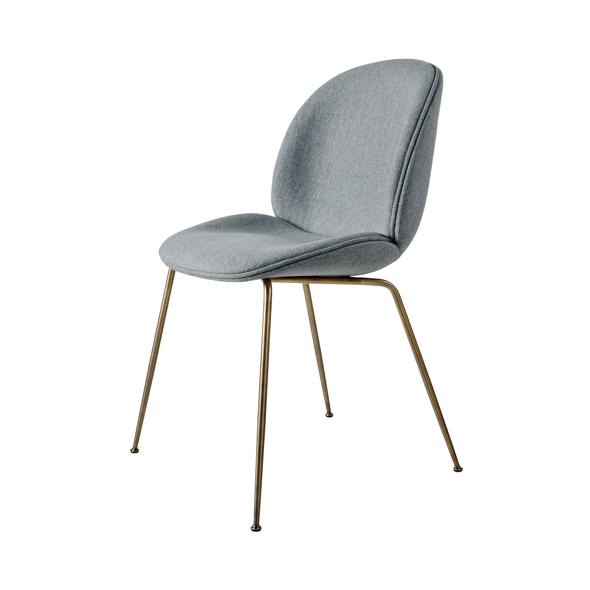 Beetle Dining Chair: Conic Base + Fully Upholstered + Antique Brass + Mode 45