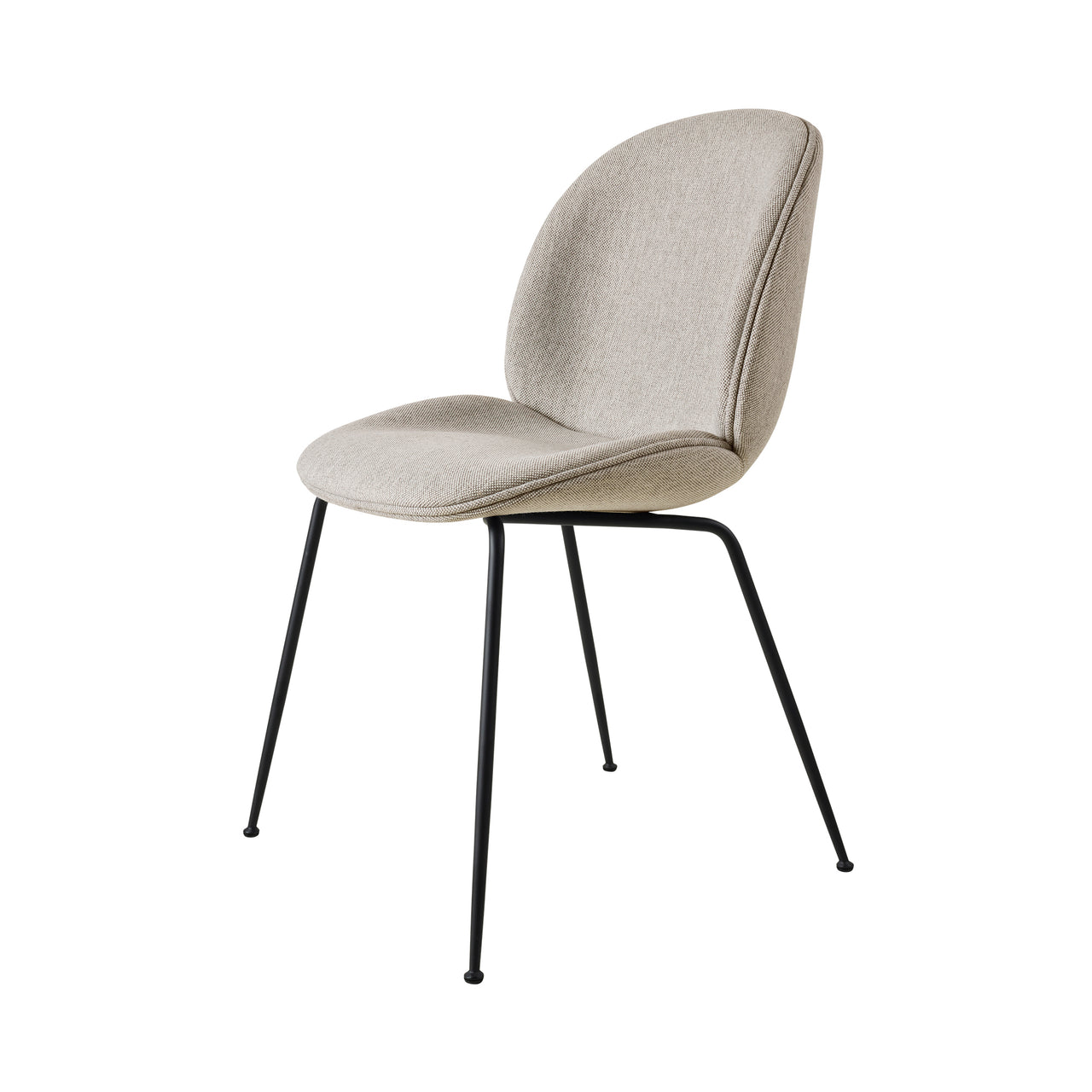 Beetle Dining Chair: Conic Base + Fully Upholstered + Black Matt + Mode 48